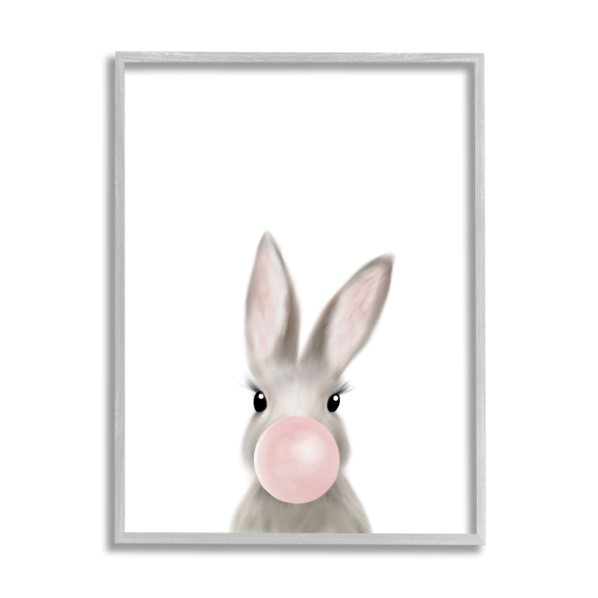 Stupell Industries Bunny with Pink Bubble Gum Forest Animal, 24 x 30,Design by Leah Straatsma