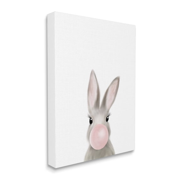Stupell Industries Bunny with Pink Bubble Gum Forest Animal Canvas Wall Art, 24 x 30, Design by Leah Straatsma
