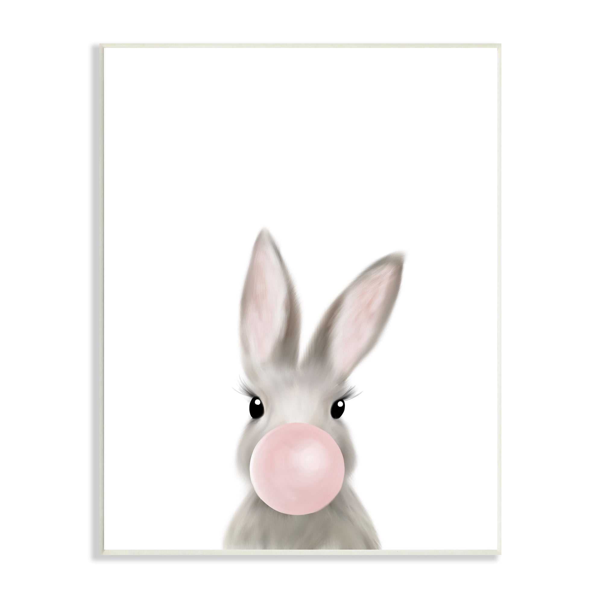 Stupell Industries Bunny with Pink Bubble Gum Forest Animal Wall Plaque, 10 x 15, Design by Leah Straatsma