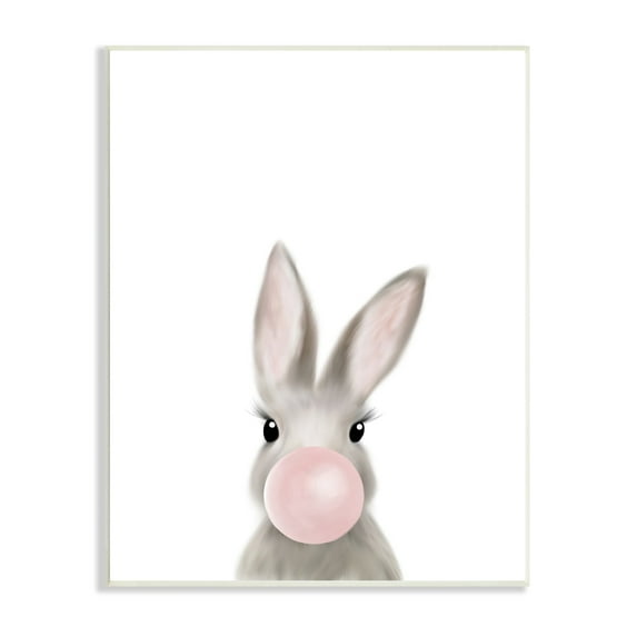 Stupell Industries Bunny with Pink Bubble Gum Forest Animal Wall Plaque, 10 x 15, Design by Leah Straatsma