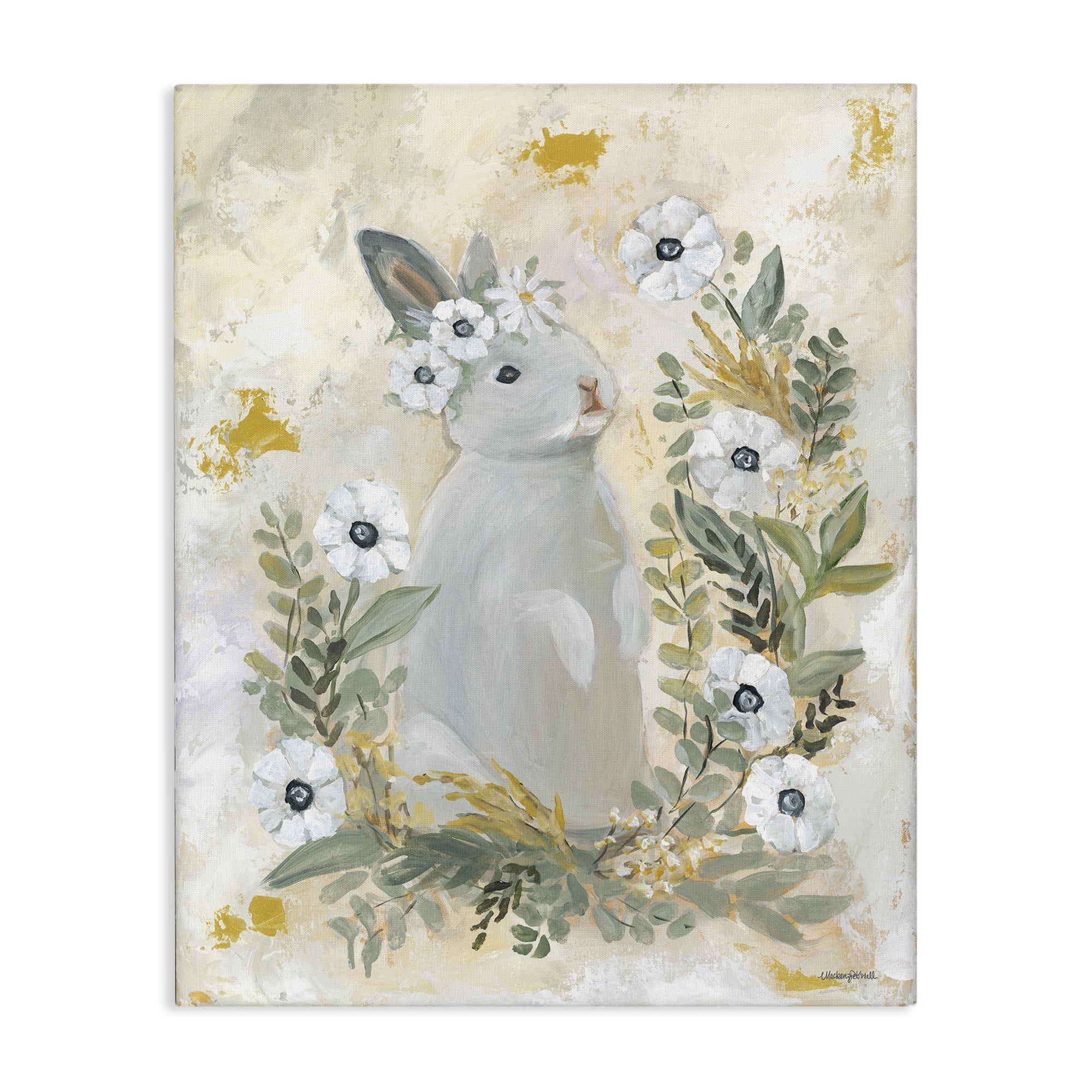 Bunny with White Blooms Canvas Art, 24 x 30