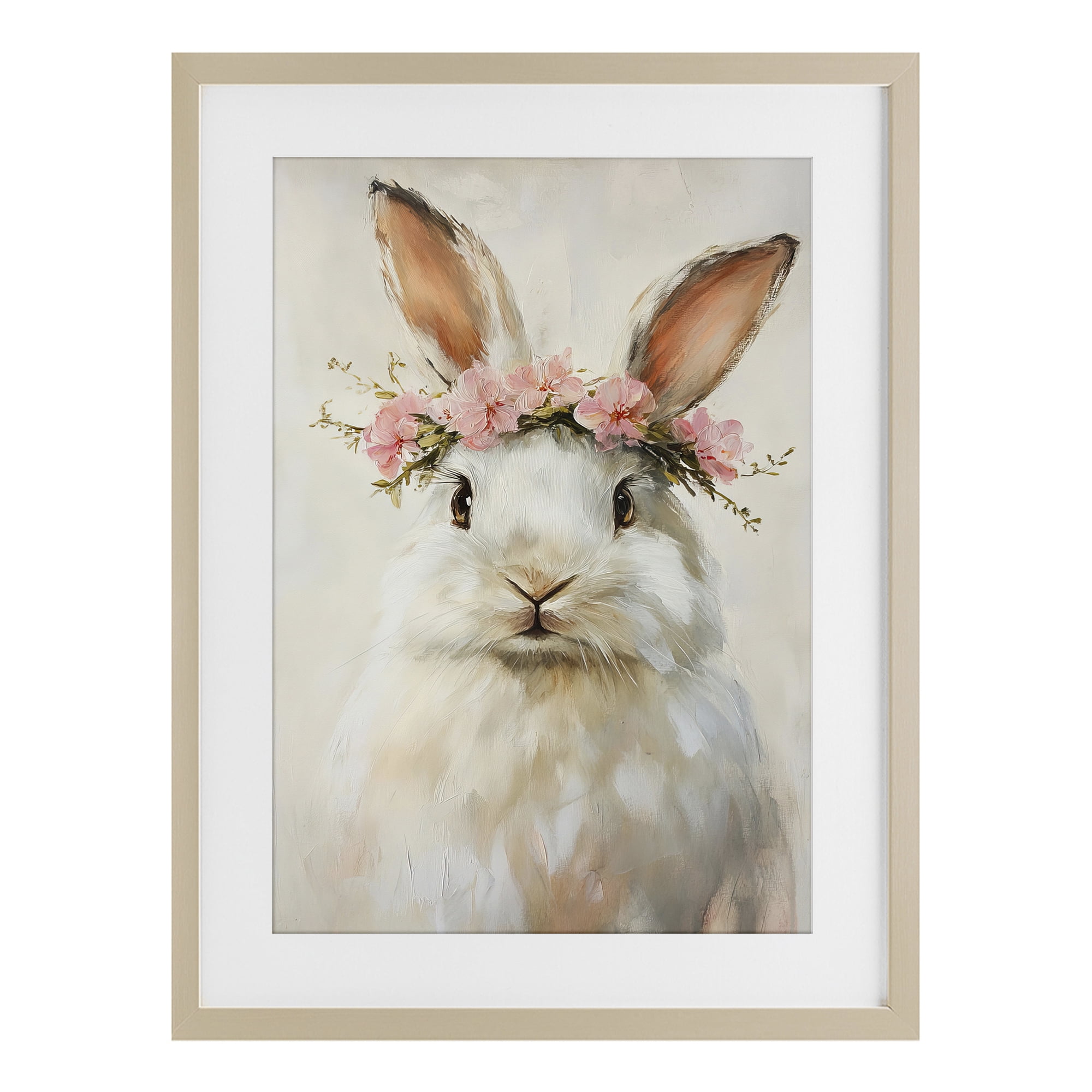 Stupell Industries Bunnykins with Pink Crown Birch Framed Print Under Glass, design by Tina LeCour