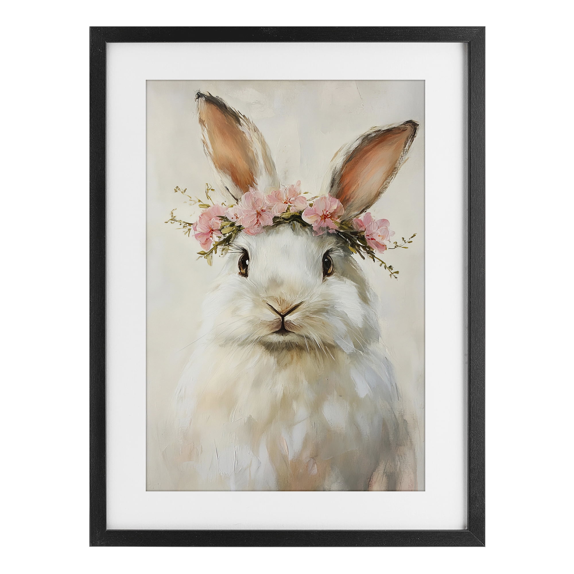 Stupell Industries Bunnykins with Pink Crown Black Framed Print Under Glass, design by Tina LeCour