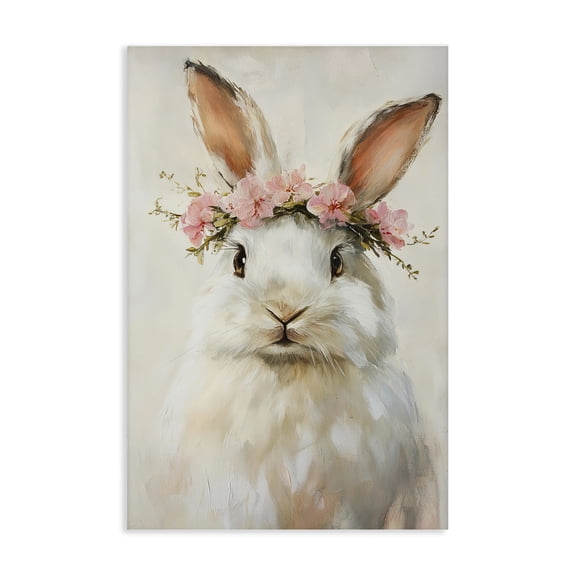 Stupell Industries Bunnykins with Pink Crown Canvas Wall Art, design by Tina LeCour