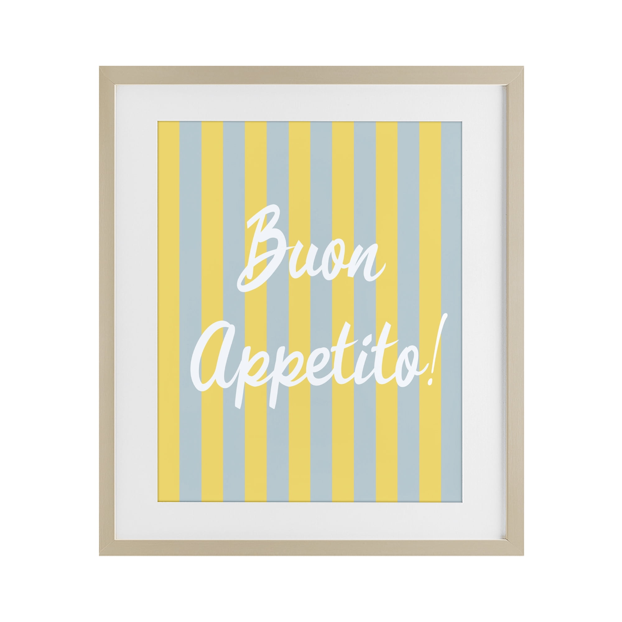 Stupell Industries Buon Appetito Blue Yellow Stripes Birch Framed Print Under Glass, design by SD Graphics Studio
