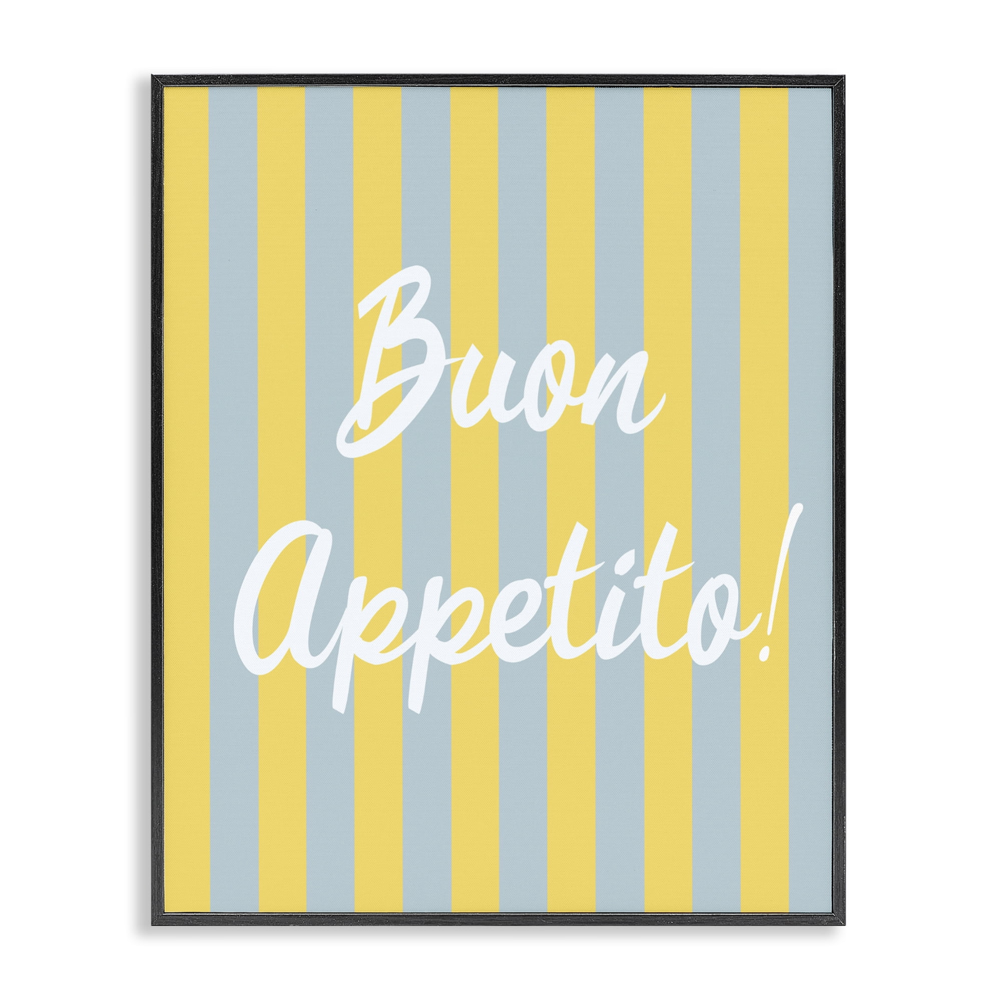 Stupell Industries Buon Appetito Blue Yellow Stripes Black Framed Giclee Art, design by SD Graphics Studio