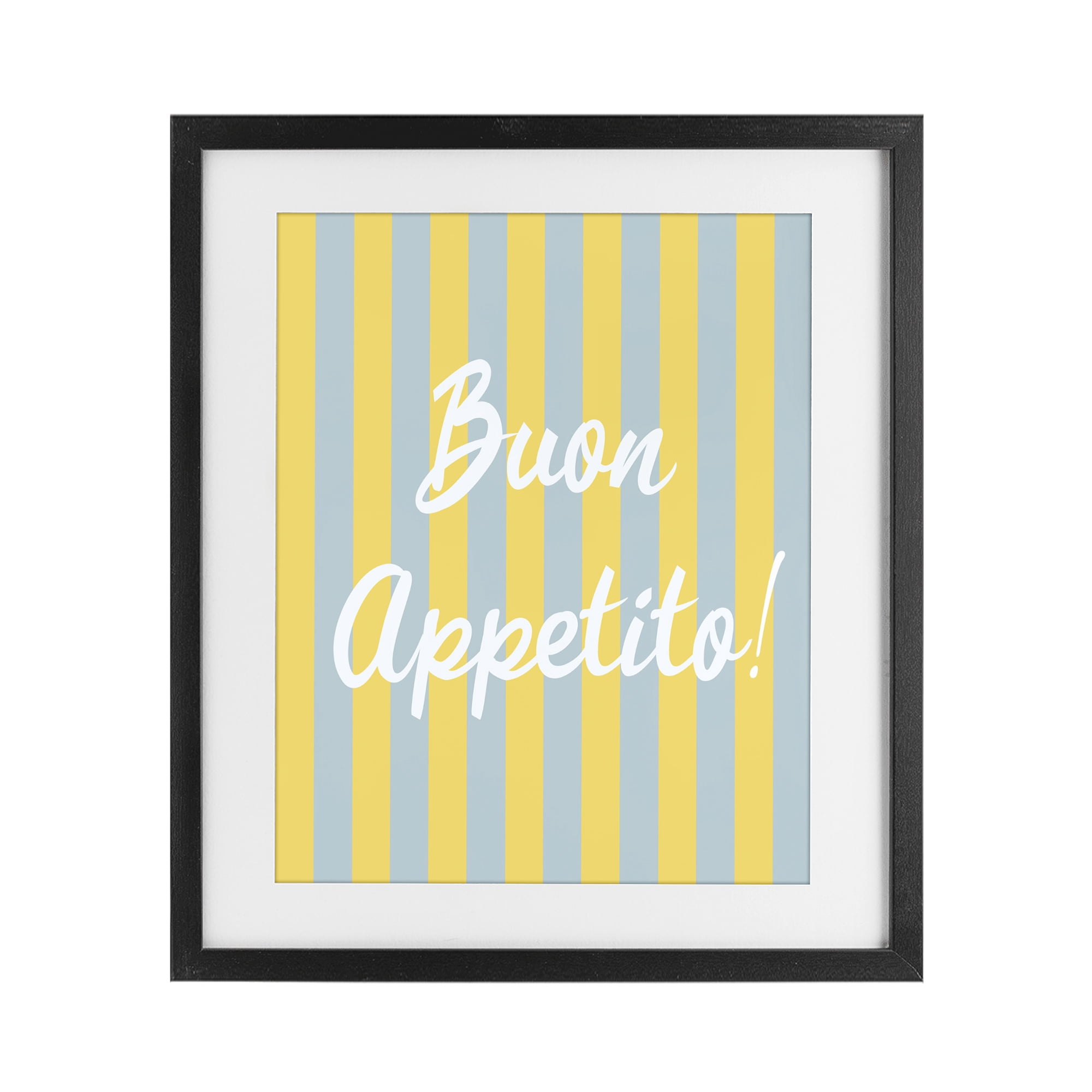 Stupell Industries Buon Appetito Blue Yellow Stripes Black Framed Print Under Glass, design by SD Graphics Studio