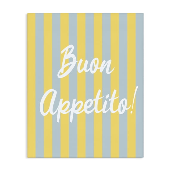 Stupell Industries Mid-Century Buon Appetito Blue Yellow Stripes Canvas Art, 36 x 48, by SD Graphics Studio