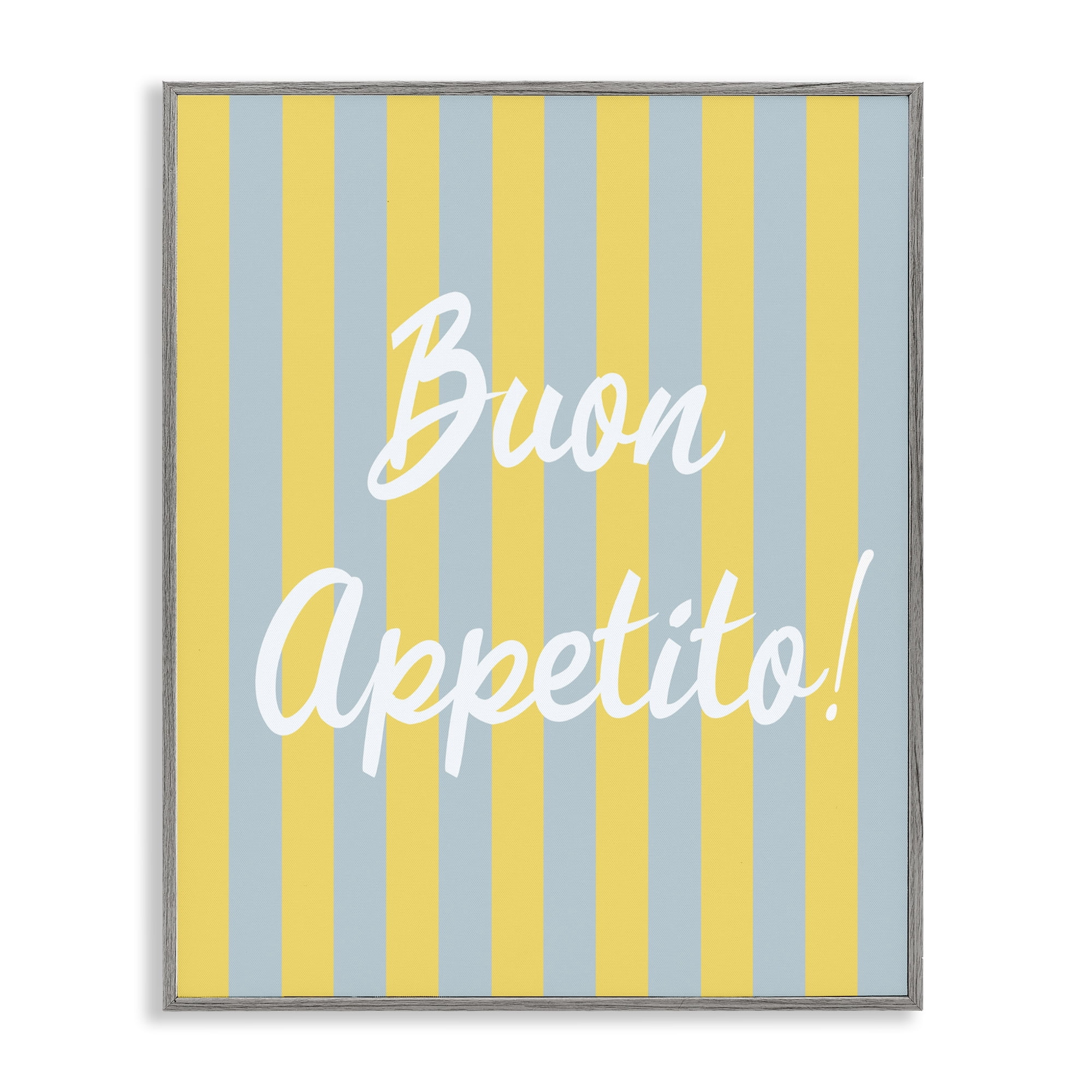 Stupell Industries Buon Appetito Blue Yellow Stripes Gray Framed Giclee Art, design by SD Graphics Studio