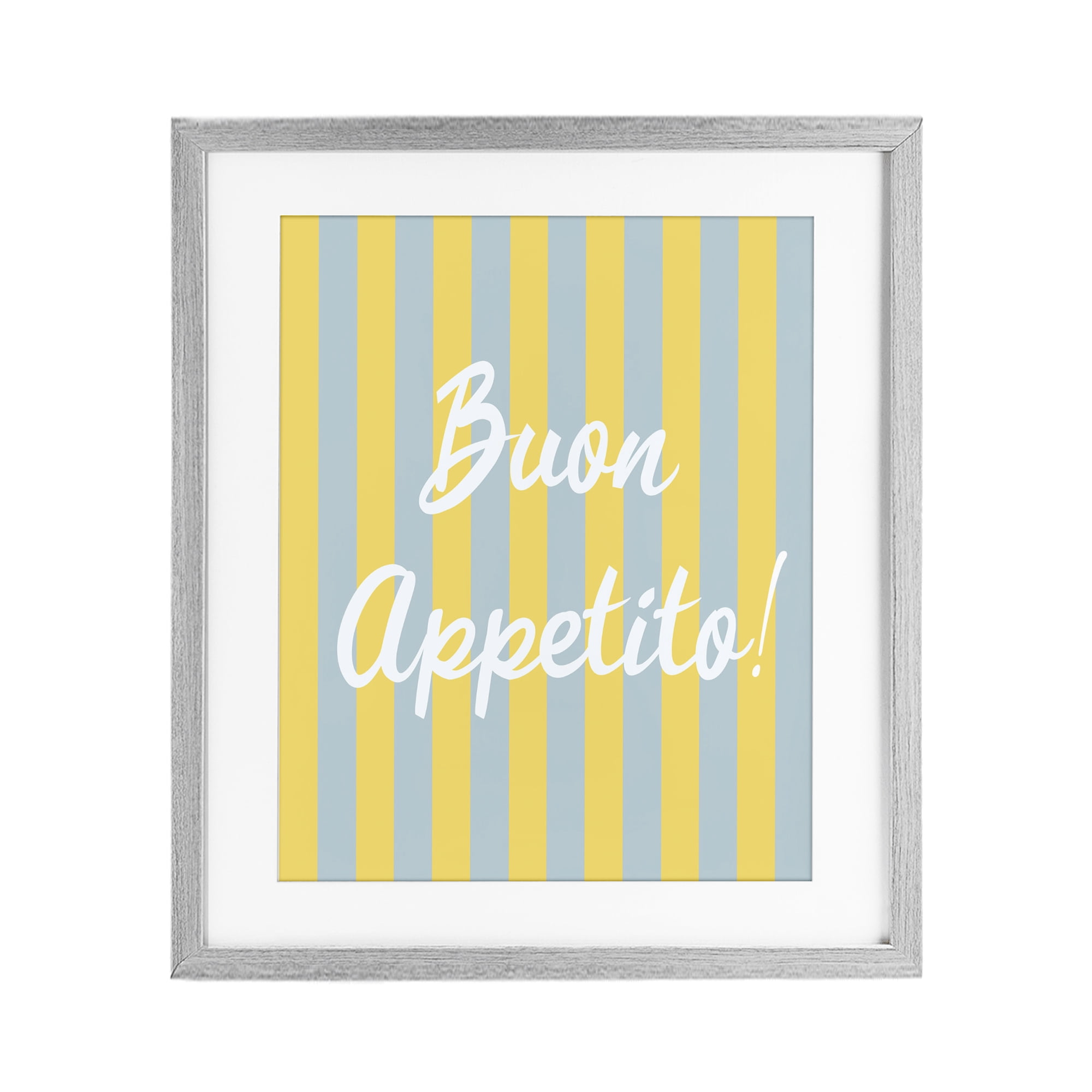 Stupell Industries Buon Appetito Blue Yellow Stripes Gray Framed Print Under Glass, design by SD Graphics Studio