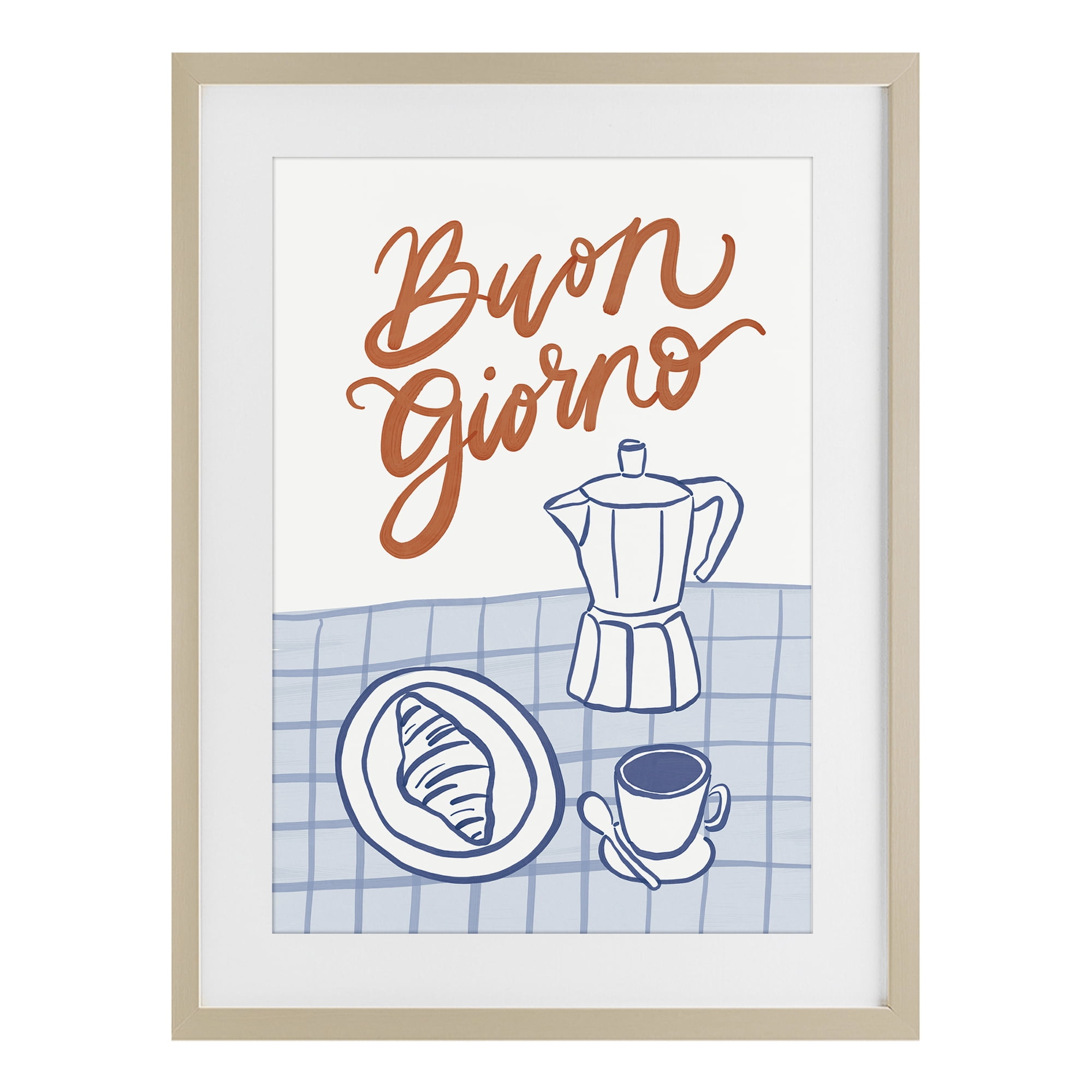 Stupell Industries Buon Giorno Breakfast Espresso Birch Framed Print Under Glass, design by Amanda Houston