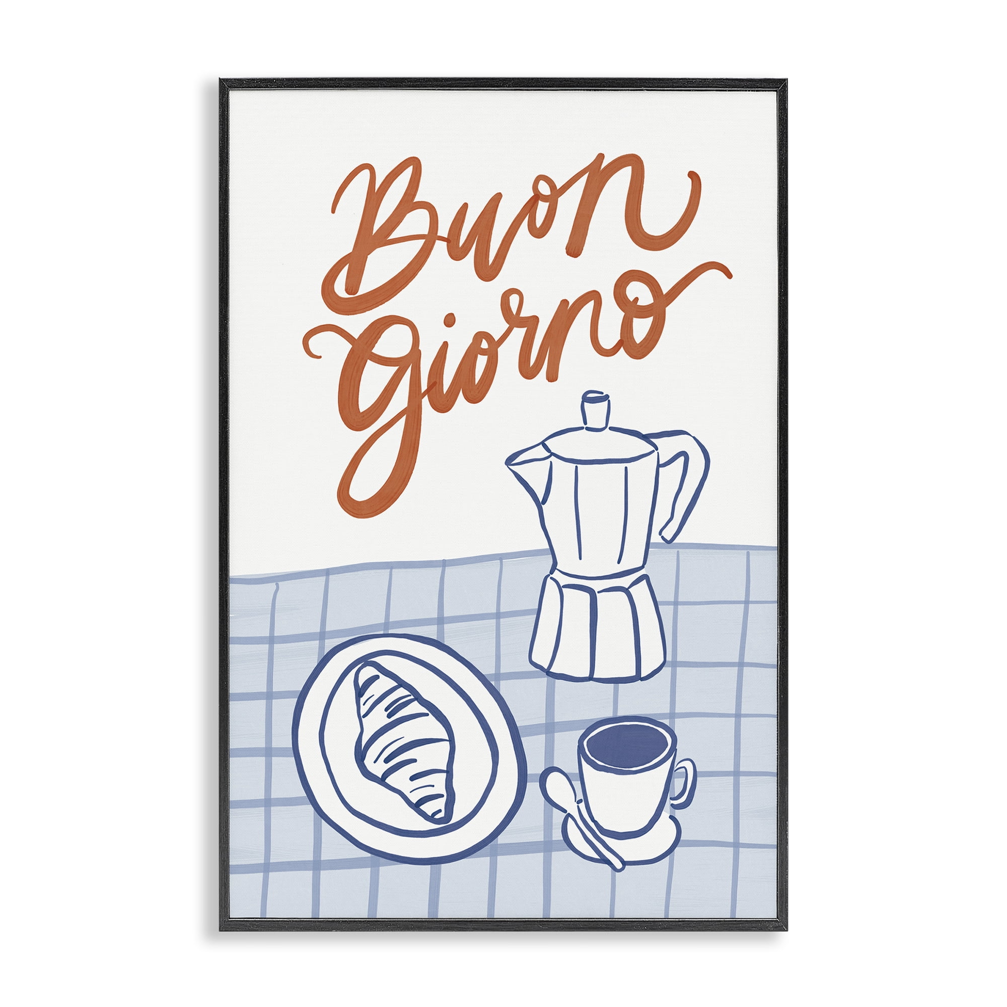Stupell Industries Buon Giorno Breakfast Espresso Black Framed Giclee Art, design by Amanda Houston