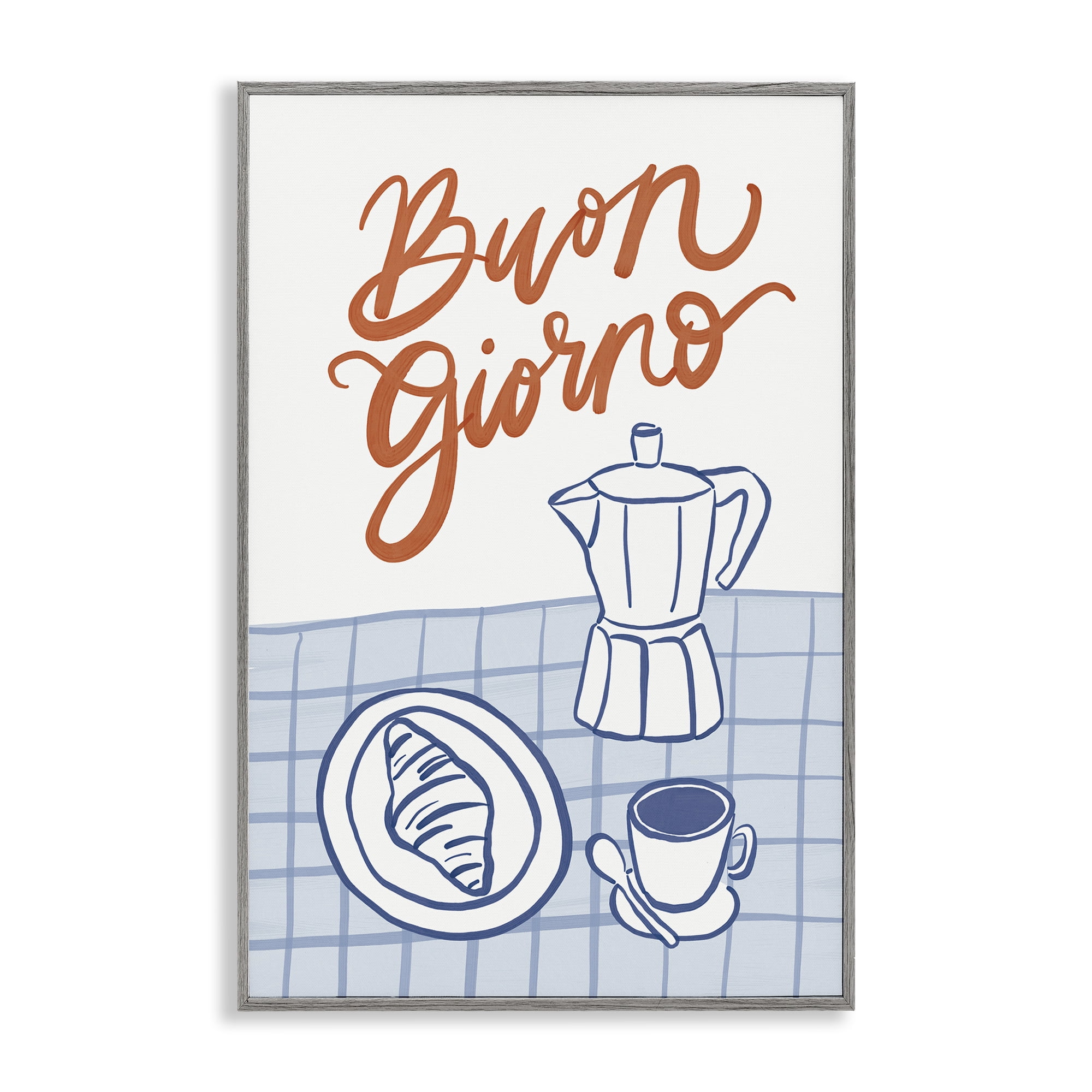 Stupell Industries Buon Giorno Breakfast Espresso Gray Framed Giclee Art, design by Amanda Houston