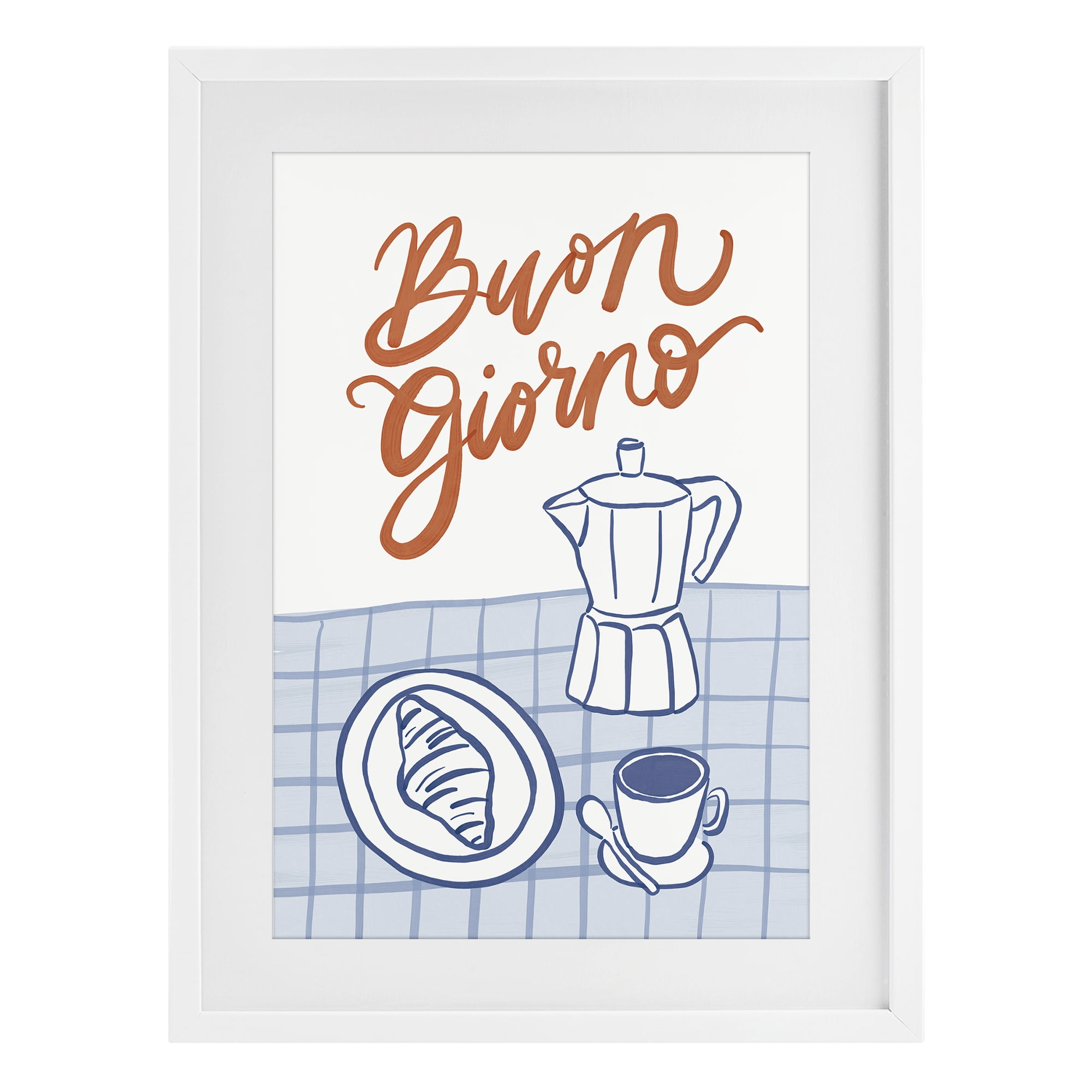 Stupell Industries Buon Giorno Breakfast Espresso White Framed Print Under Glass, design by Amanda Houston