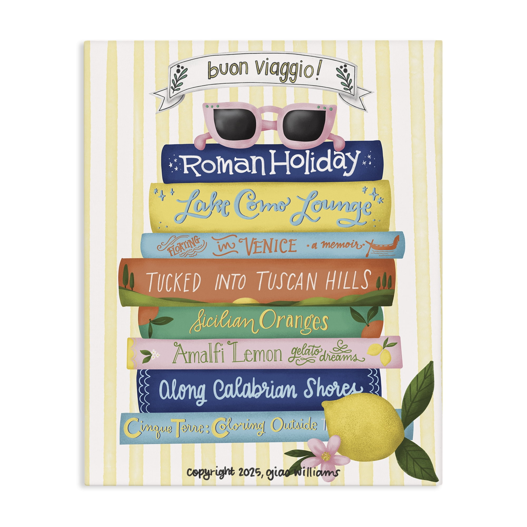 Stupell Industries Buon Viaggio Travel Books Canvas Wall Art, design by Giao Williams