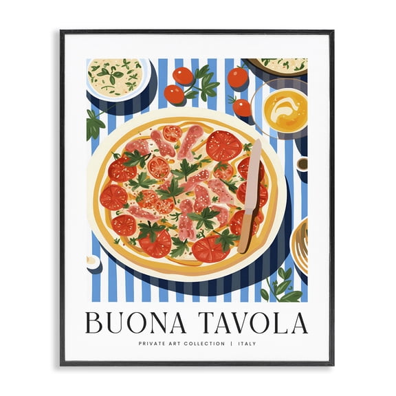 Stupell Industries Buona Tavola Classic Pizza Food & Beverage Painting Black Framed Art Print Wall Art, 11 x 14