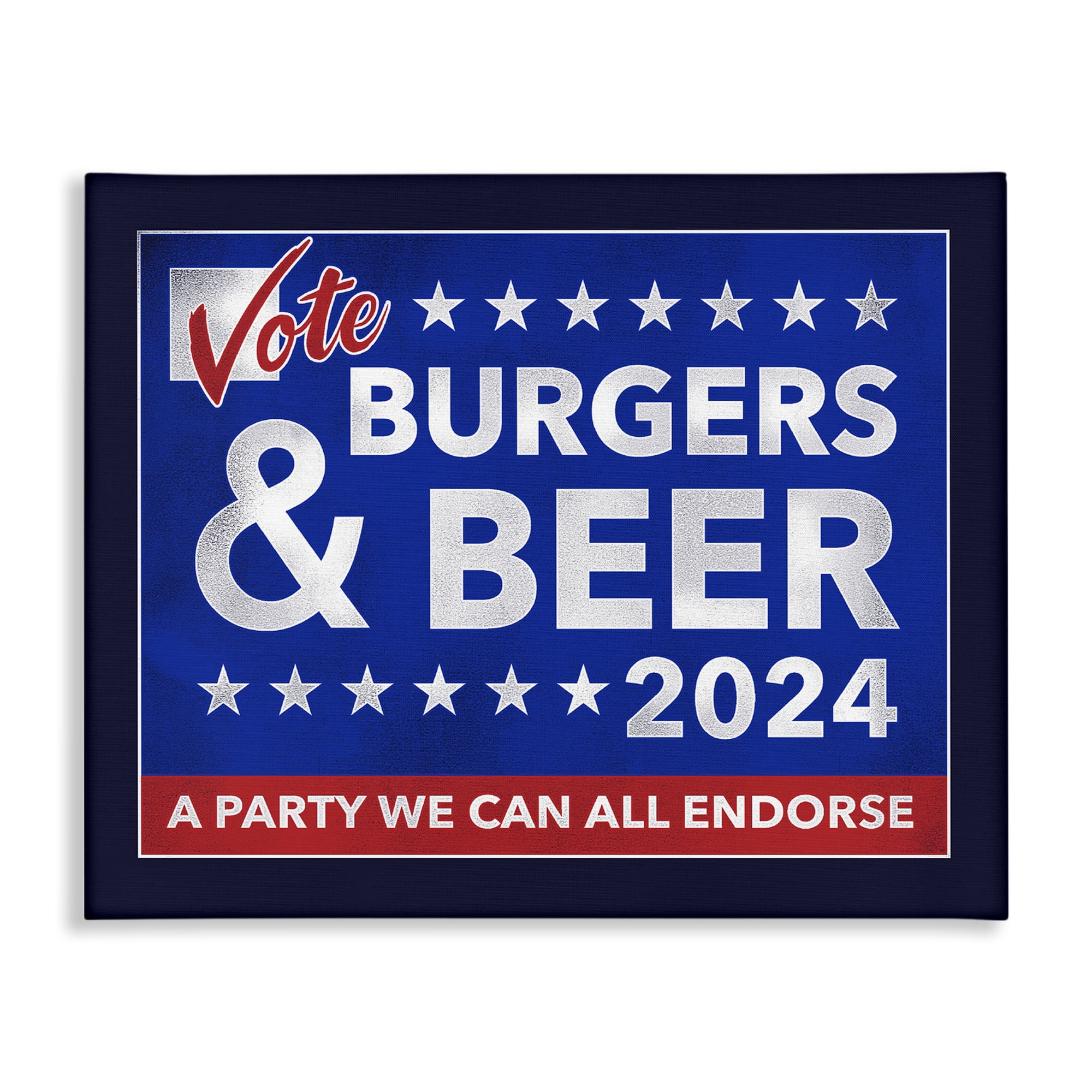 Stupell Industries Burgers & Beer Vote Food & Beverage Painting Wrapped Canvas Art Print Wall Art, 40 x 30