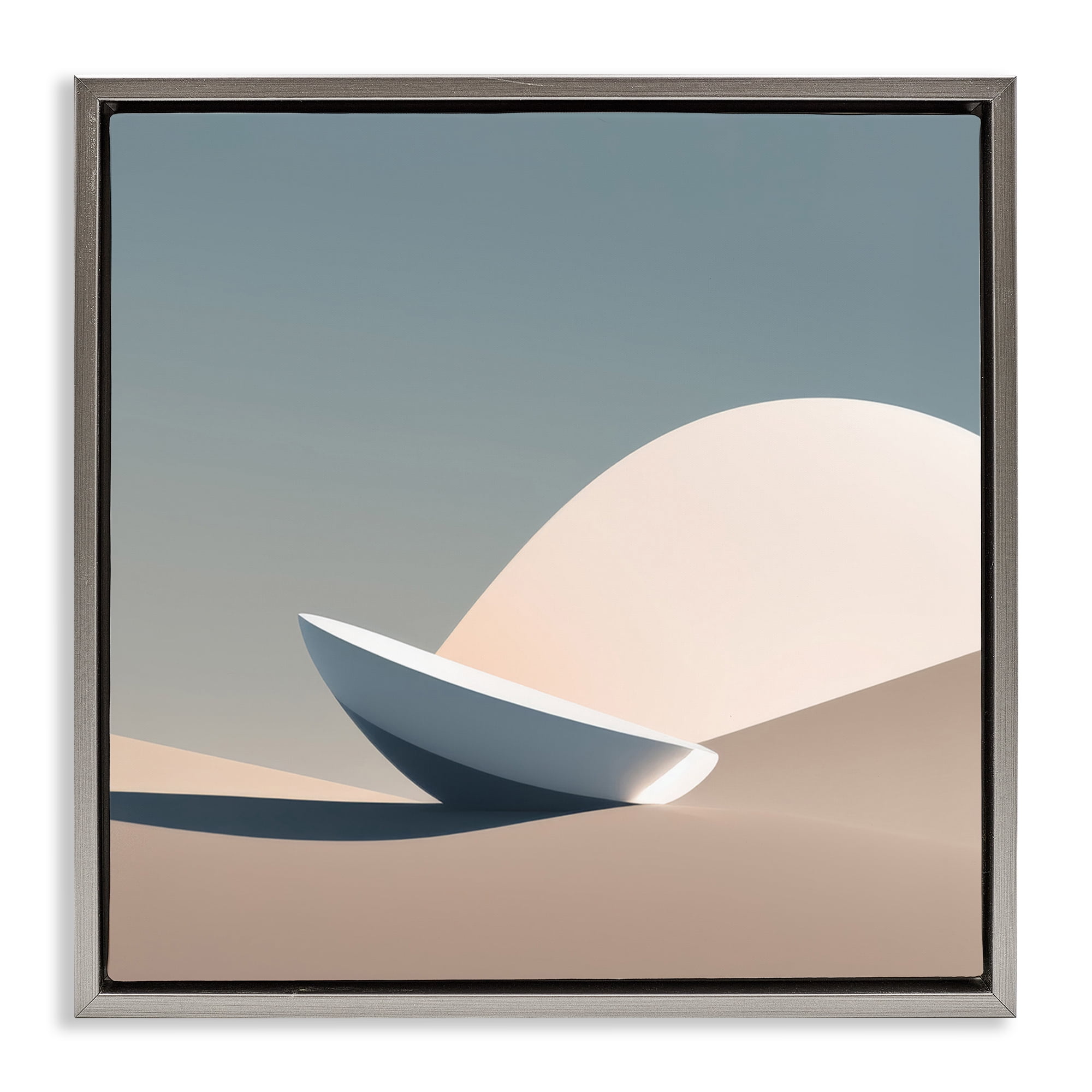 Stupell Industries Buried Space Capsule Landscape Painting Gray Floater Framed Canvas Art Print Wall Art, 18 x 18