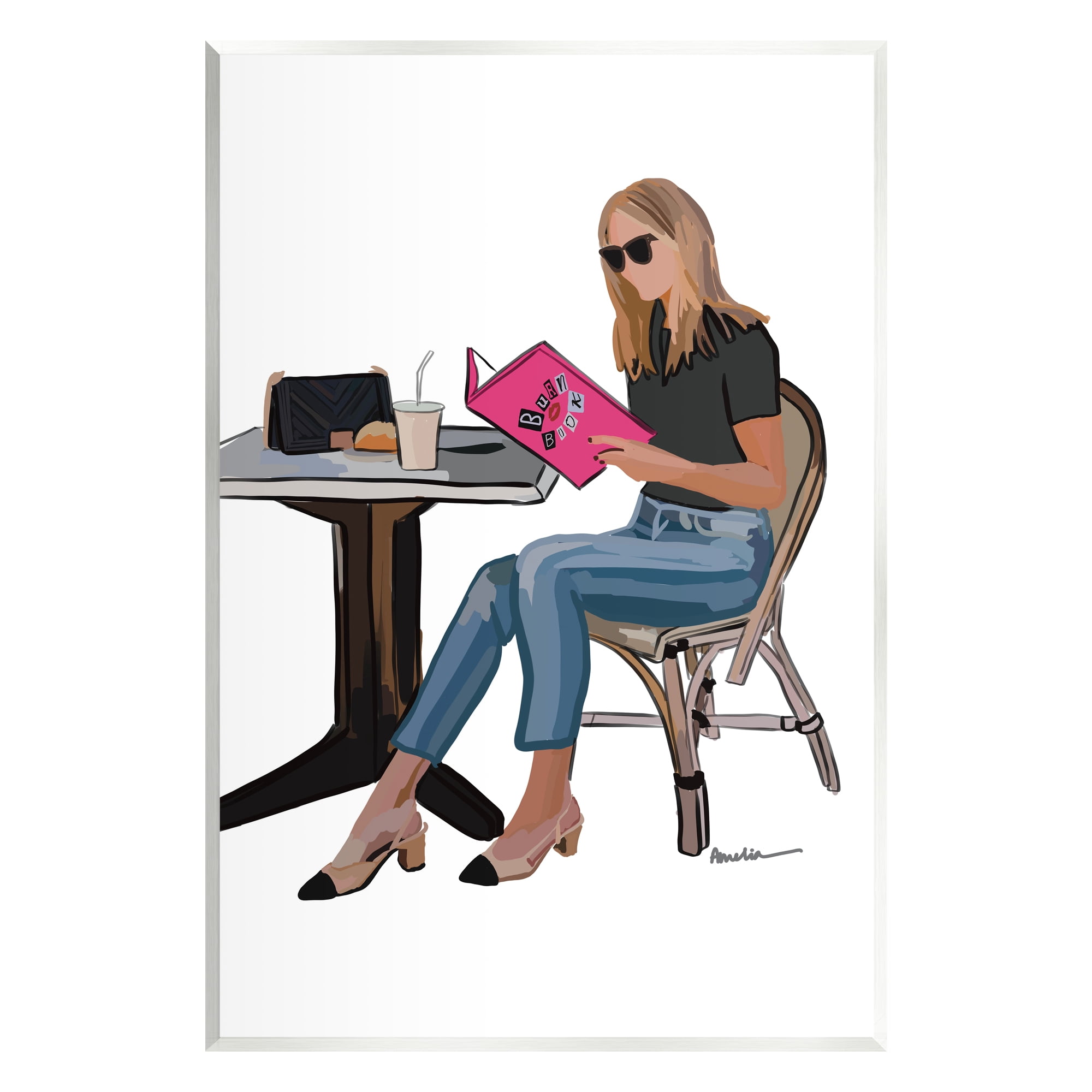 Stupell Industries Burn Book Movie Girl Sitting Beauty & Fashion Painting Unframed Art Print Wall Art