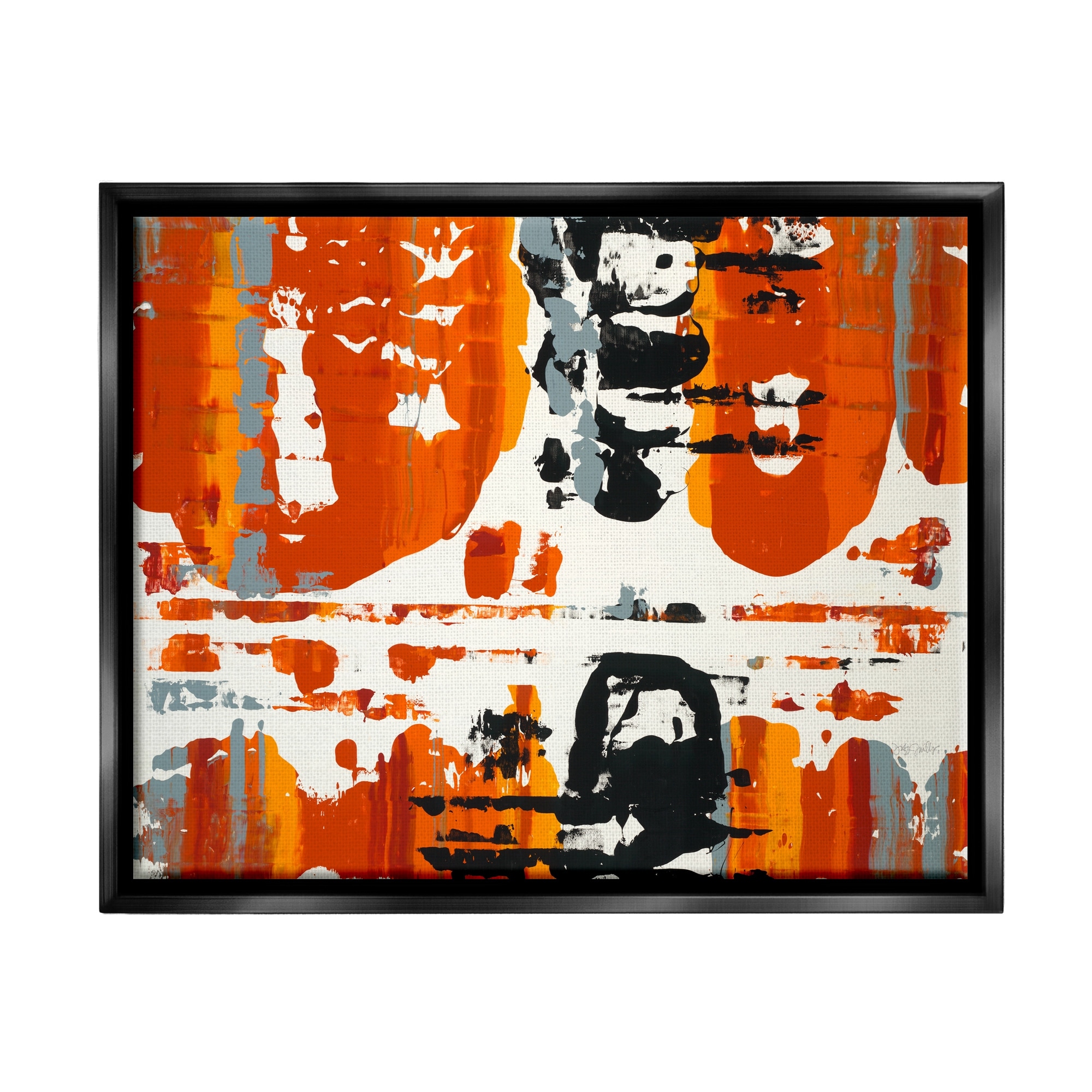 Stupell Industries Burnt Orange Momentum Jet Black Framed Floating Canvas Wall Art, 24x30, by Third and Wall