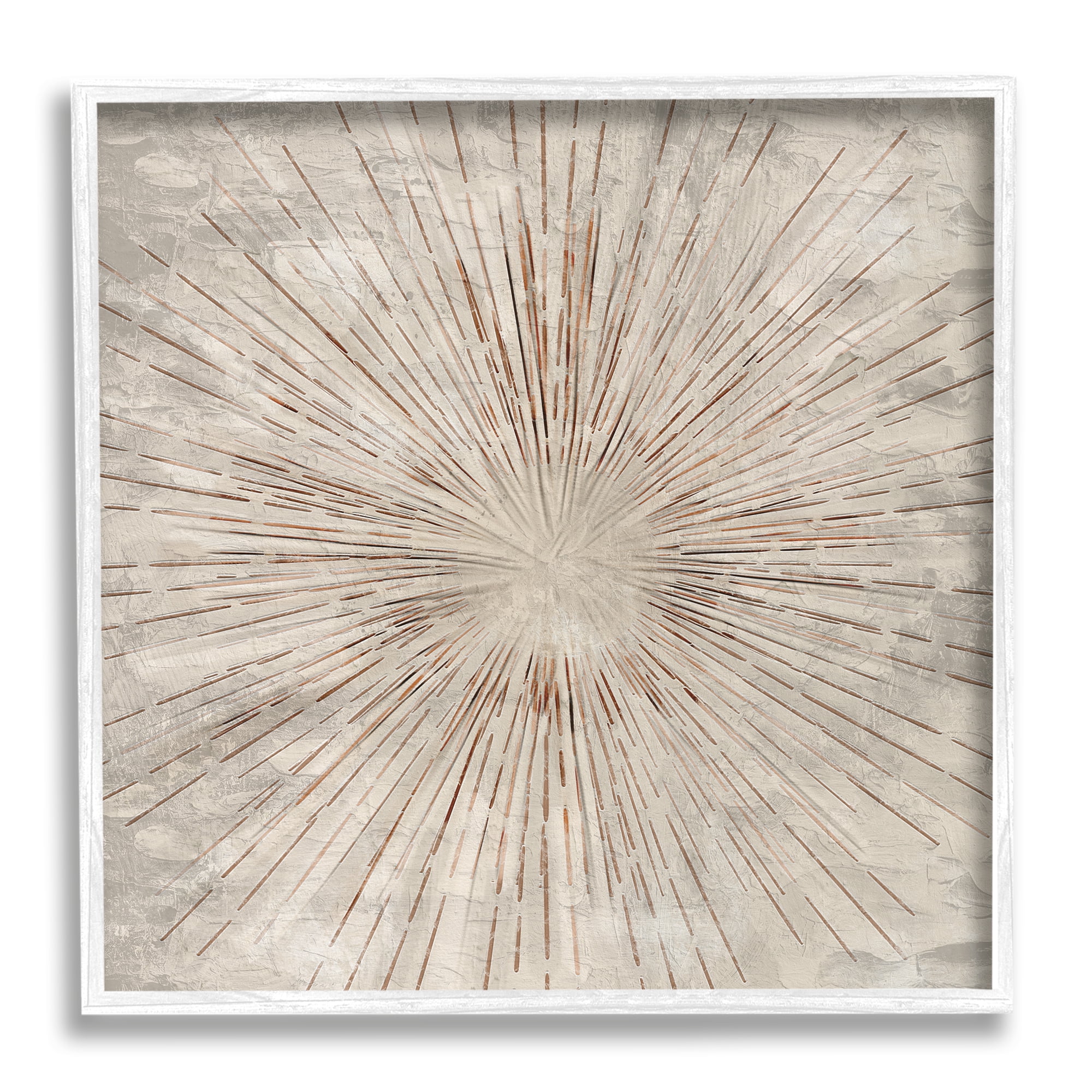 Stupell Industries Burst of Brown Pattern Abstract Painting White Framed Art Print Wall Art, 24 x 24