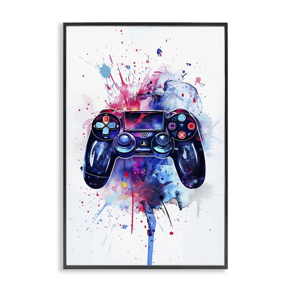 Stupell Industries Contemporary Burst of Color Controller Black Framed Giclee Art, 12 x 18, by Creative Studio