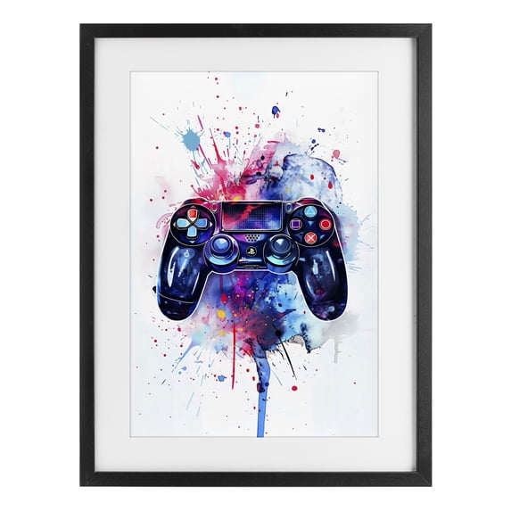 Stupell Industries Contemporary Burst of Color Controller Black Framed Print Under Glass, 14 x 20, by Creative Studio