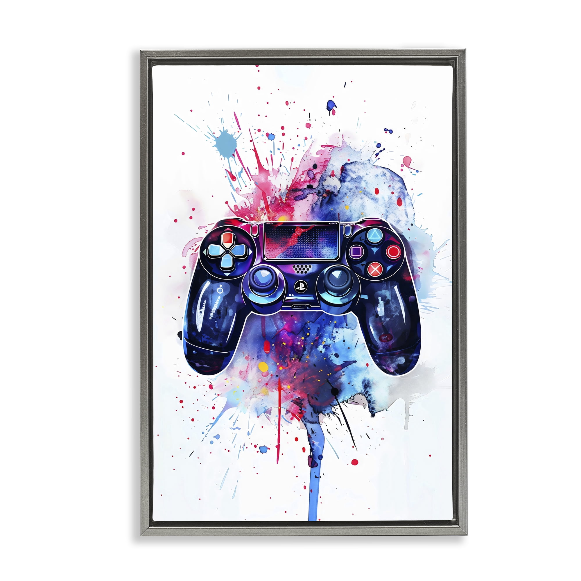 Stupell Industries Burst of Color Controller Gray Framed Floater Canvas Wall Art, design by Creative Studio