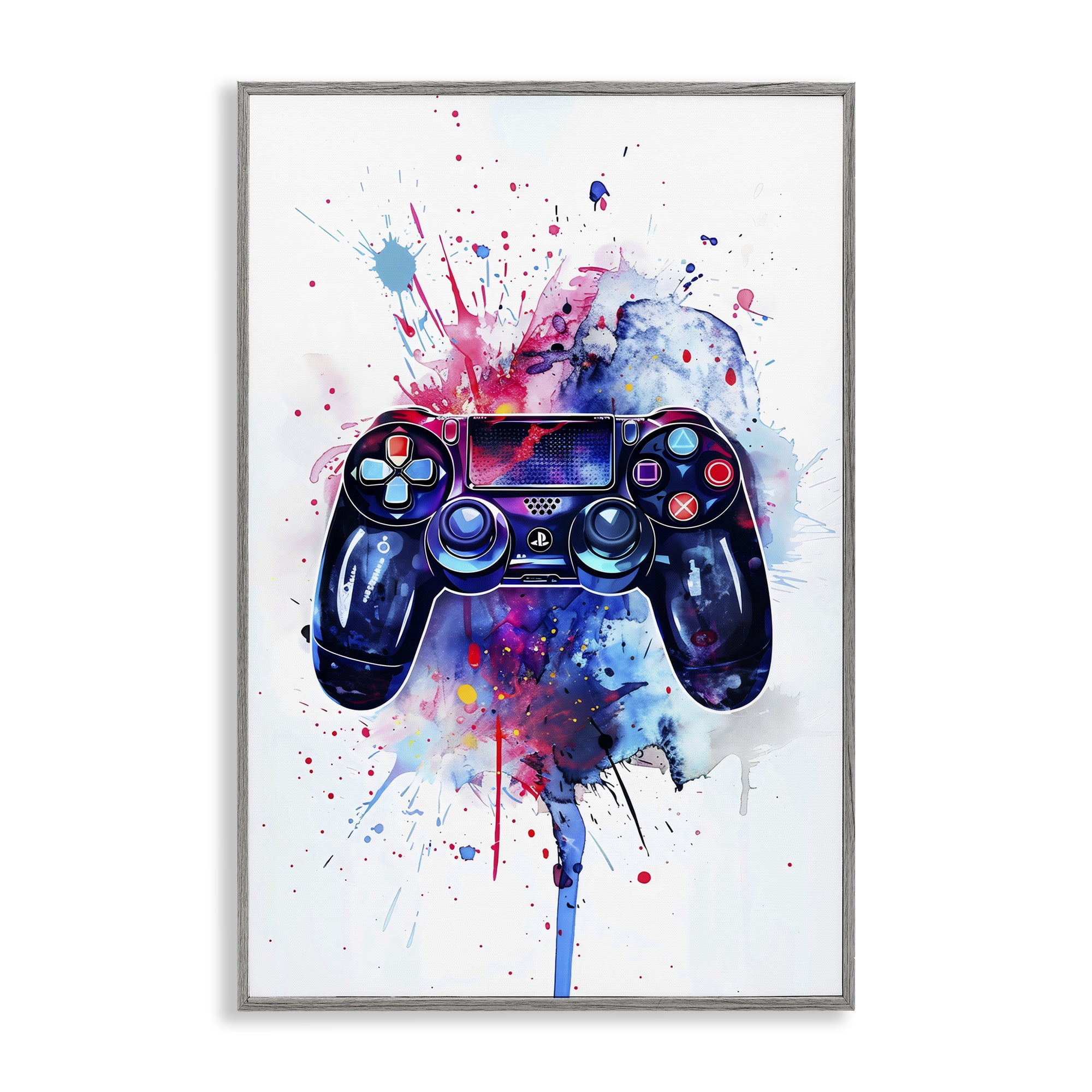 Stupell Industries Burst of Color Controller Gray Framed Giclee Art, design by Creative Studio