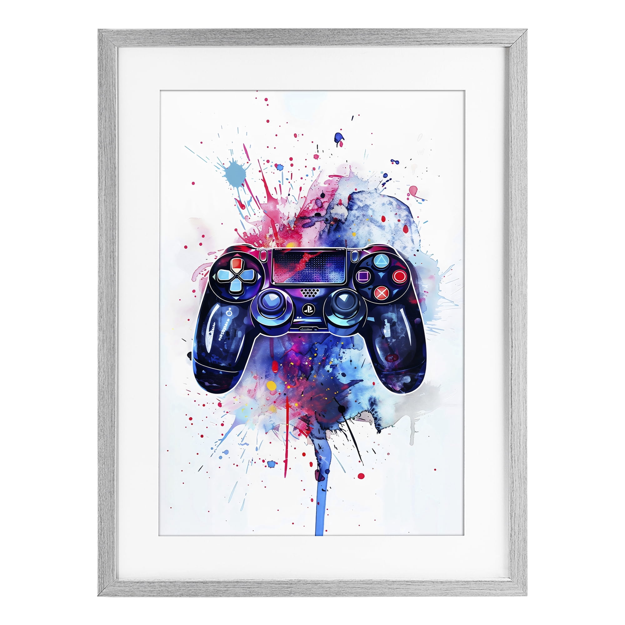 Stupell Industries Burst of Color Controller Gray Framed Print Under Glass, design by Creative Studio