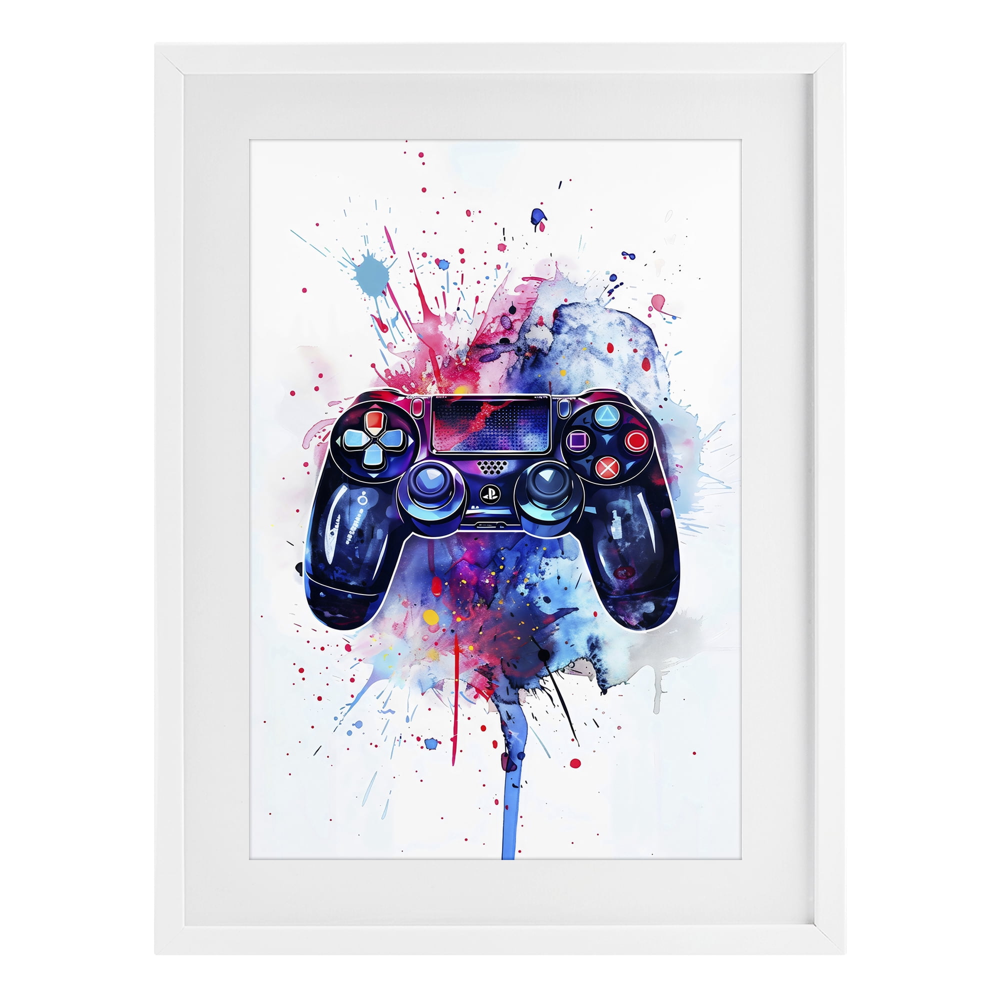 Stupell Industries Burst of Color Controller White Framed Print Under Glass, design by Creative Studio