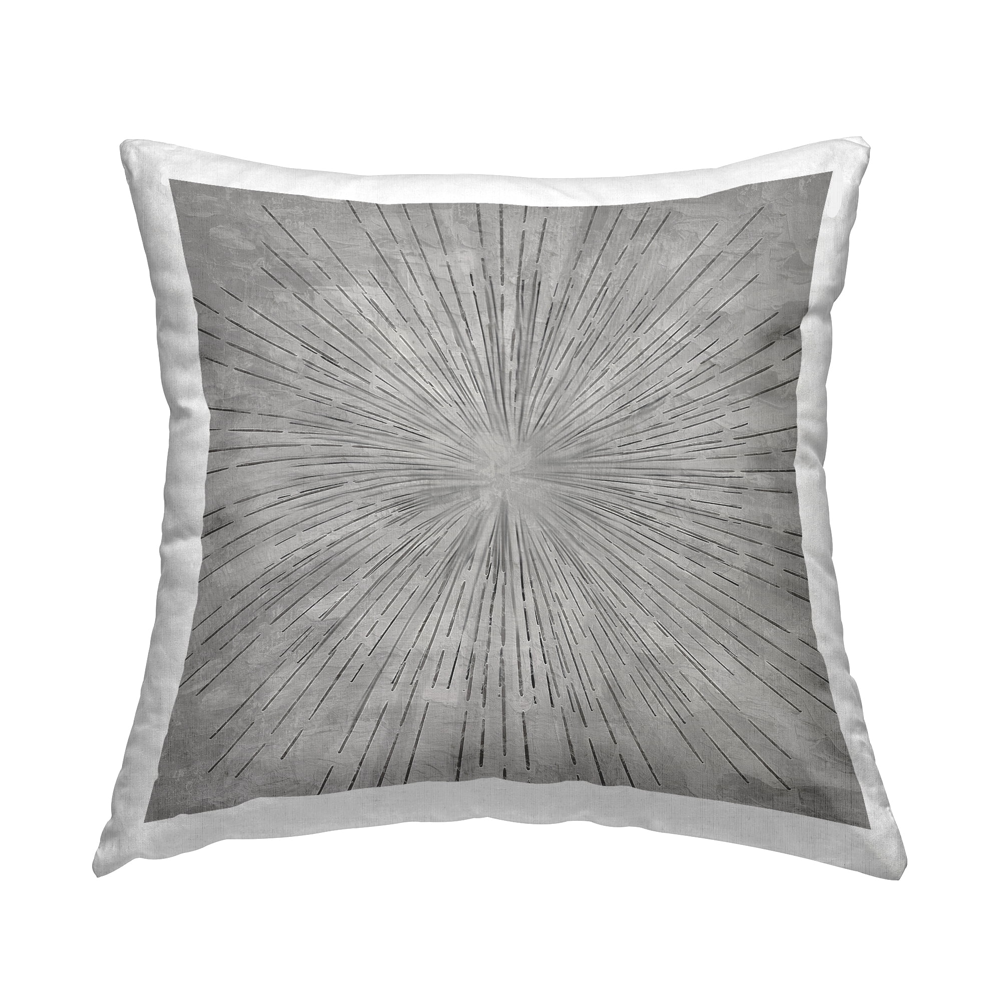 Stupell Industries Burst of Grey Abstract Square Decorative Printed Throw Pillow, 18 x 18