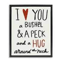 Stupell Industries Bushel and a Peck and a Hug Around The Neck Jet Black Framed Floating Canvas Wall Art, 16x20, by Katie Doucette
