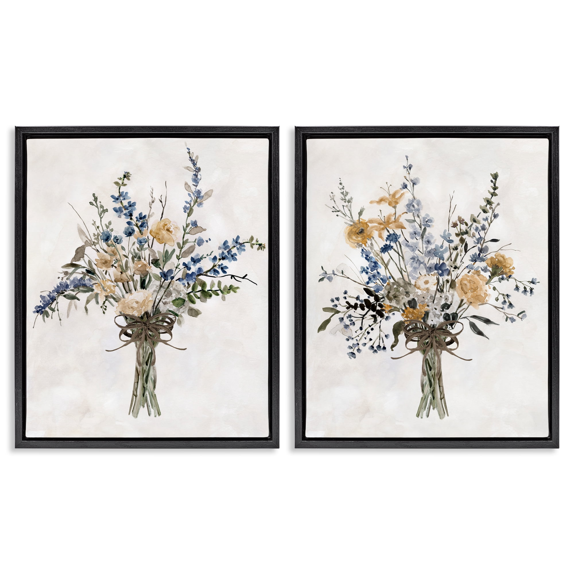 Stupell Industries Bushels of Herbs 2 Piece Black Framed Floater Canvas Set, design by Carol Robinson