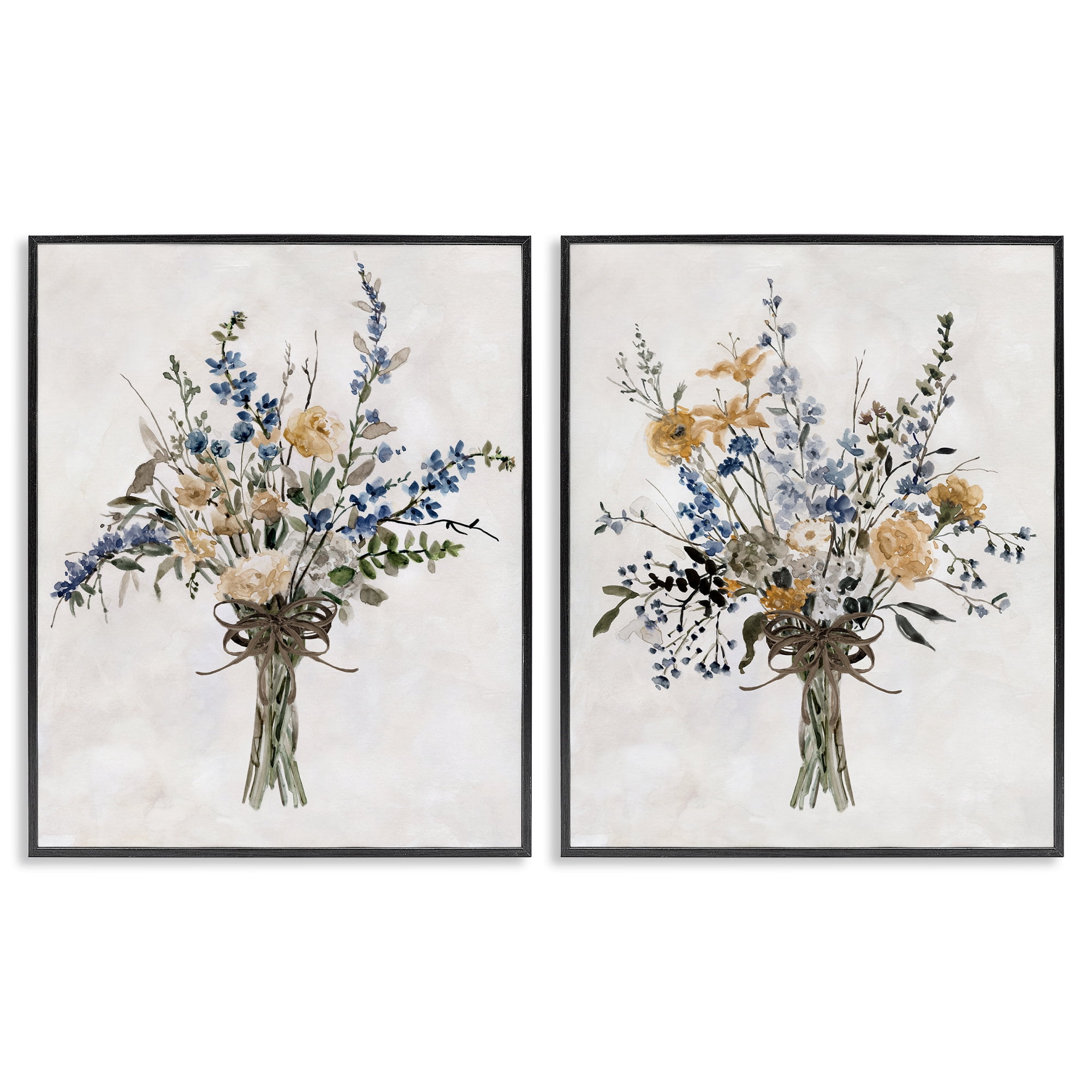 Stupell Industries Bushels of Herbs 2 Piece Black Framed Giclee Art Set, design by Carol Robinson