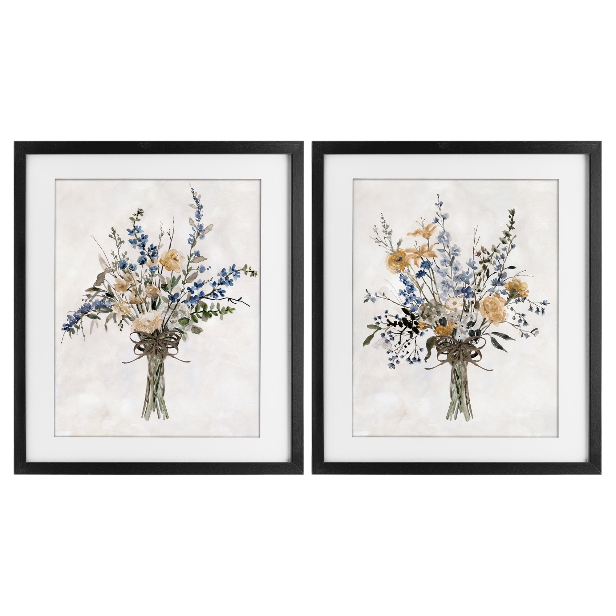 Stupell Industries Bushels of Herbs 2 Piece Black Framed Print Under Glass Set, design by Carol Robinson