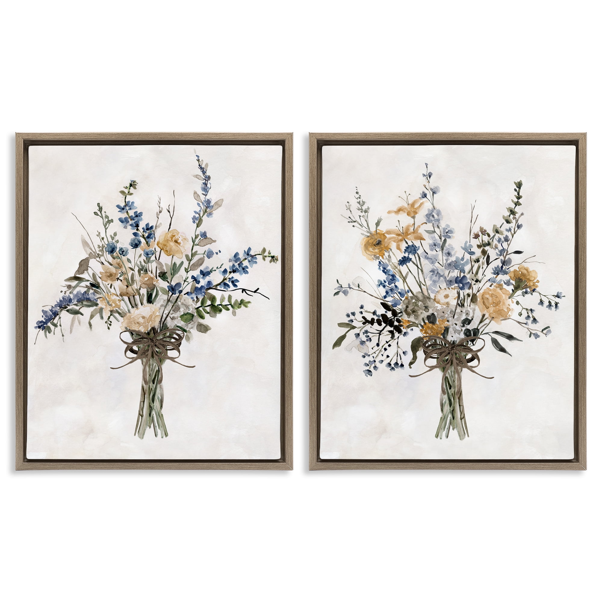 Stupell Industries Bushels of Herbs 2 Piece Brown Framed Floater Canvas Set, design by Carol Robinson