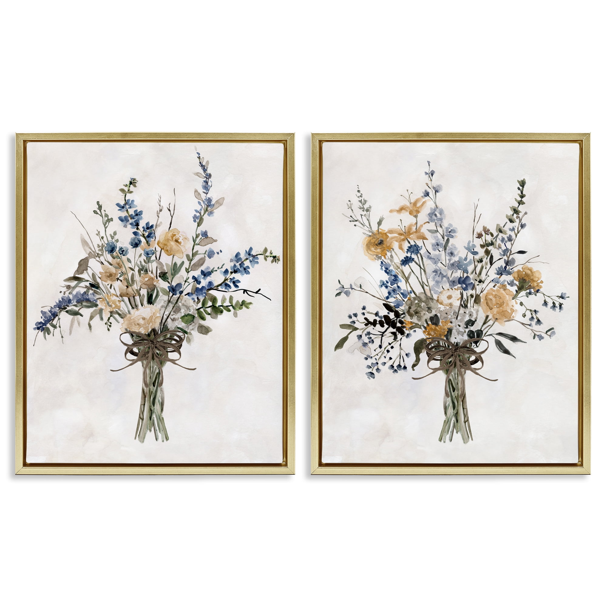 Stupell Industries Bushels of Herbs 2 Piece Gold Framed Floater Canvas Set, design by Carol Robinson