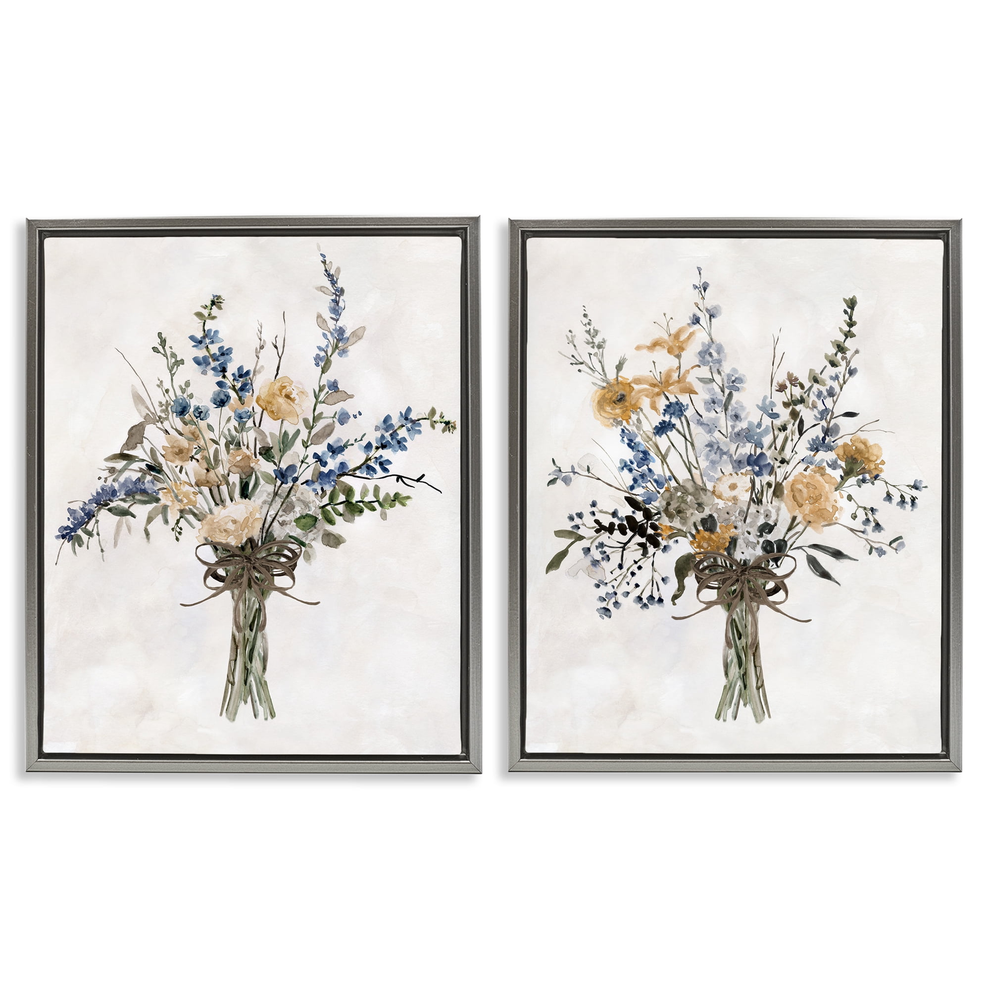 Stupell Industries Bushels of Herbs 2 Piece Gray Framed Floater Canvas Set, design by Carol Robinson
