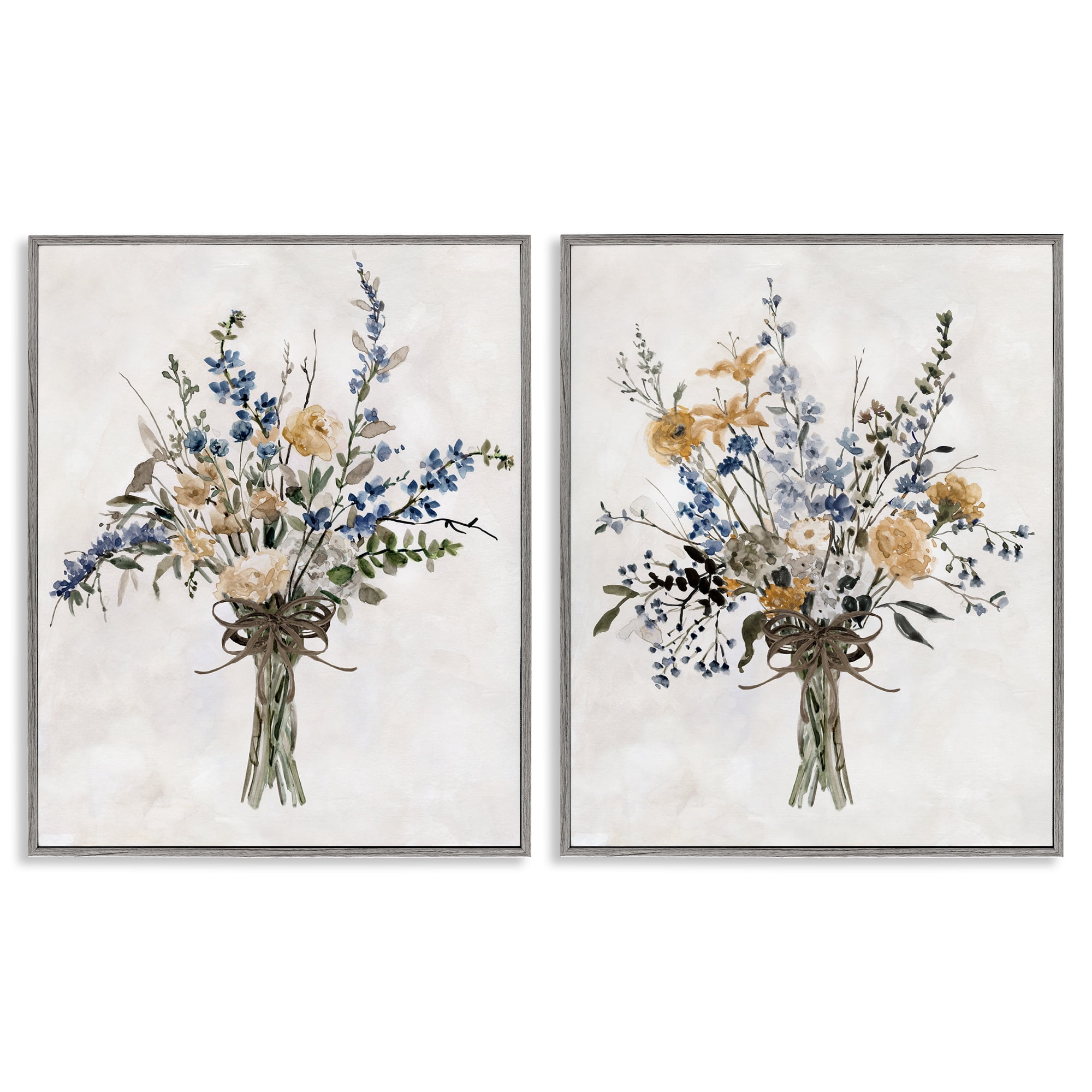 Stupell Industries Bushels of Herbs 2 Piece Gray Framed Giclee Art Set, design by Carol Robinson