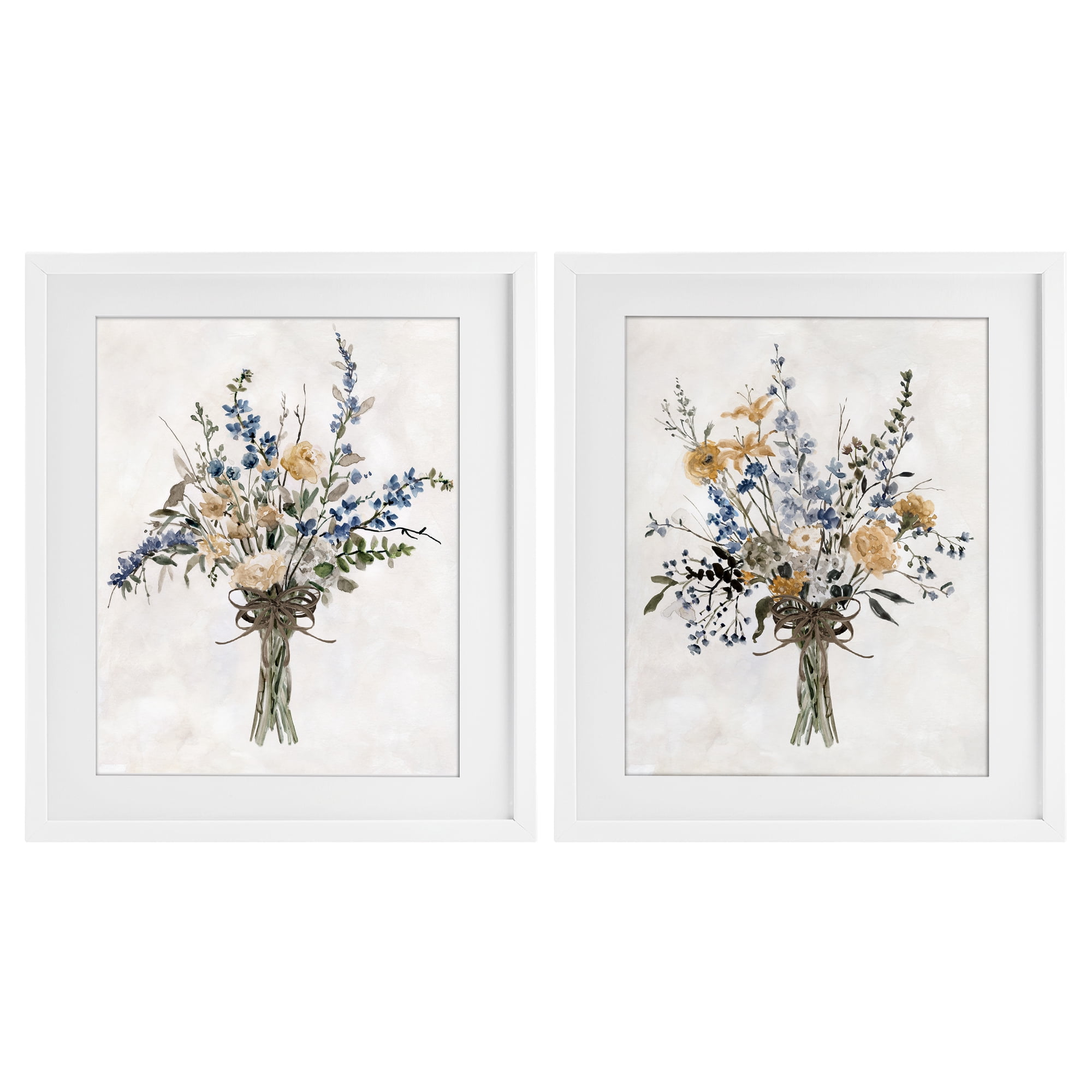 Stupell Industries Bushels of Herbs 2 Piece White Framed Print Under Glass Set, design by Carol Robinson