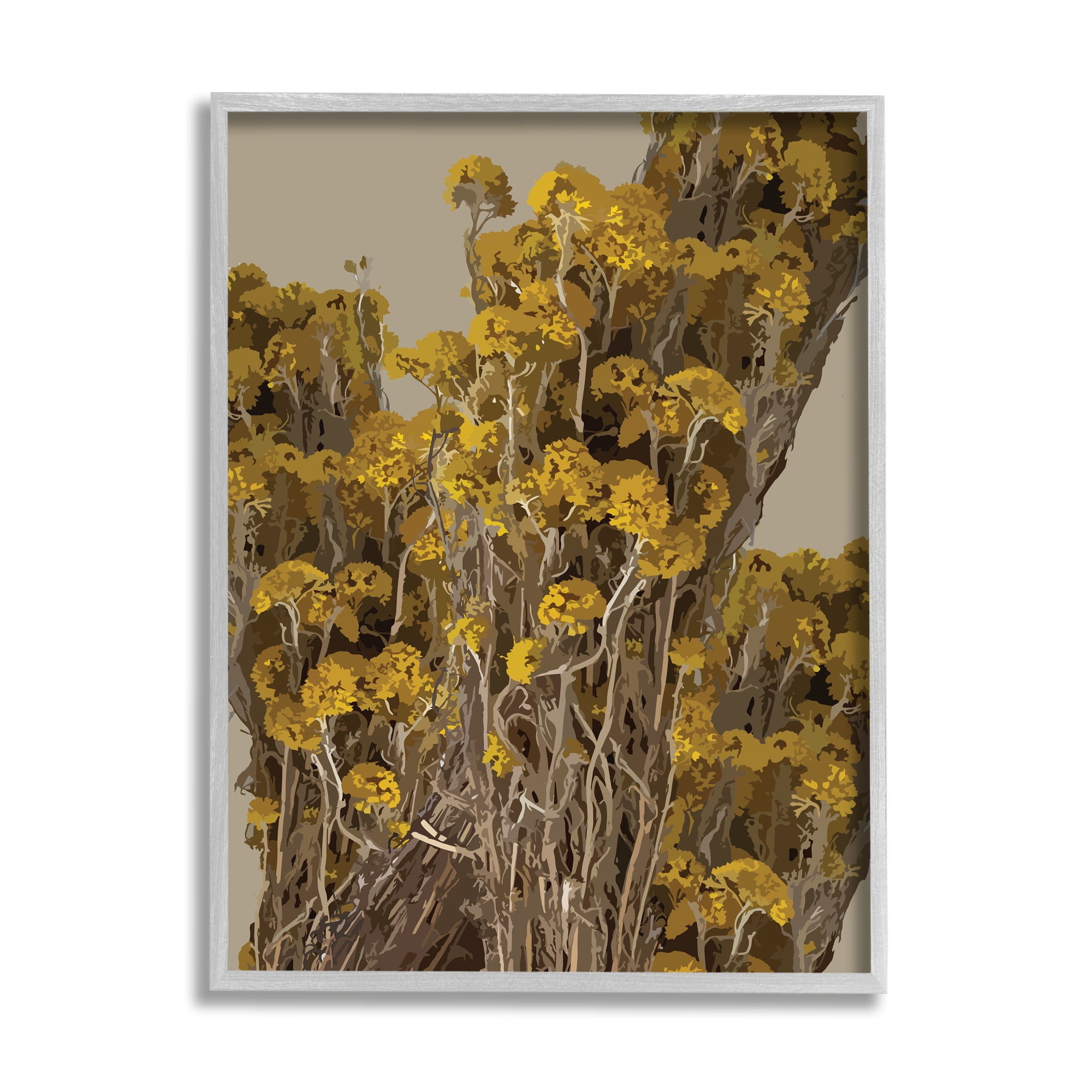 Bushels of Yellow Flowers Darkened Tuscan Floral Print in Gray Frame