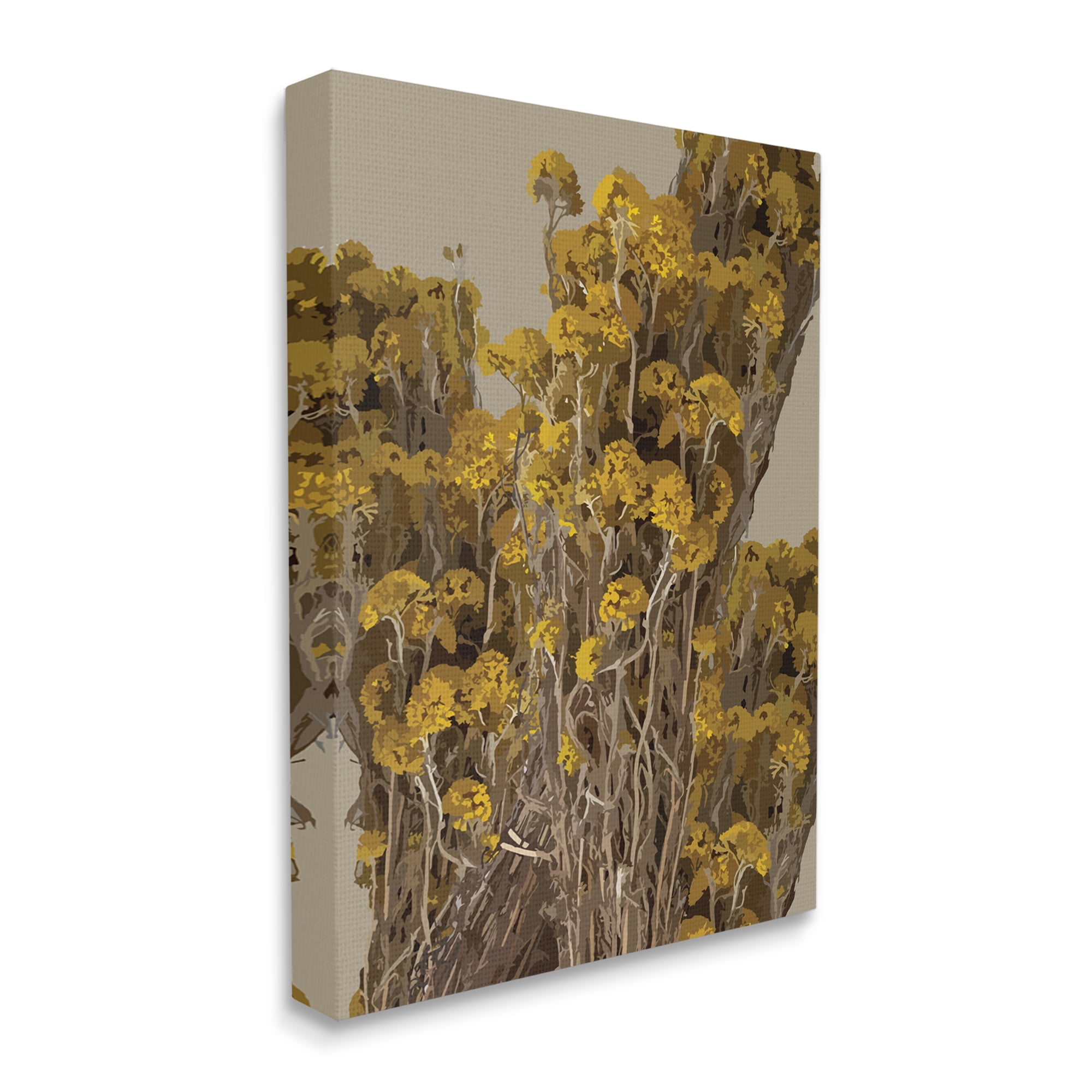 Yellow Floral Canvas Wall Art with Wooden Frame