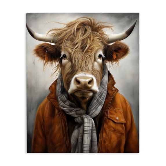 Stupell Industries Eclectic Buster Bull Horn Portrait Canvas Art, 16 x 20, by Ray Powers
