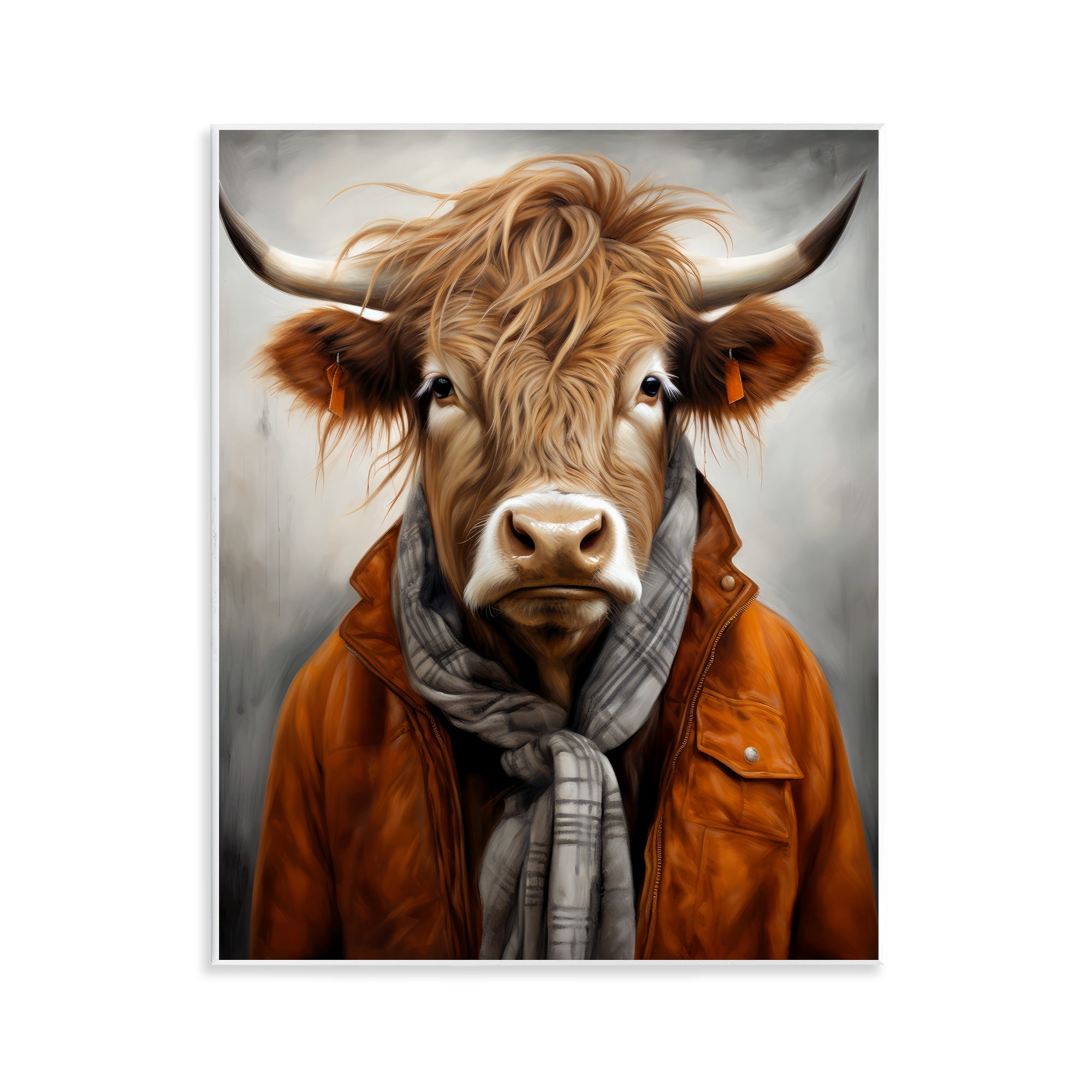 Stupell Industries Buster Bull Horn Portrait Wall Plaque Art, design by Ray Powers