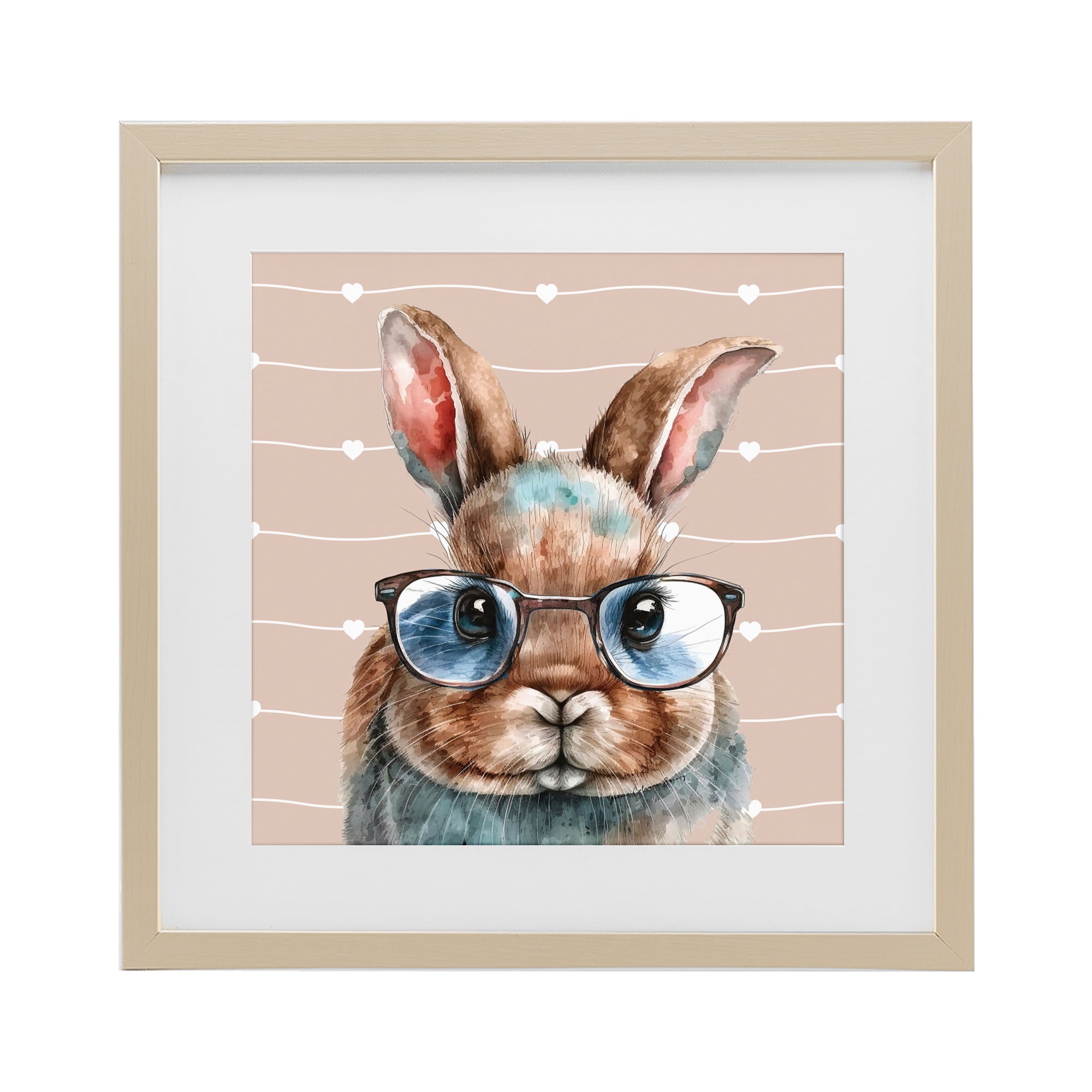 Stupell Industries Buster Rabbit with Specs Birch Framed Print Under Glass, design by Yvonne Coleman Burney