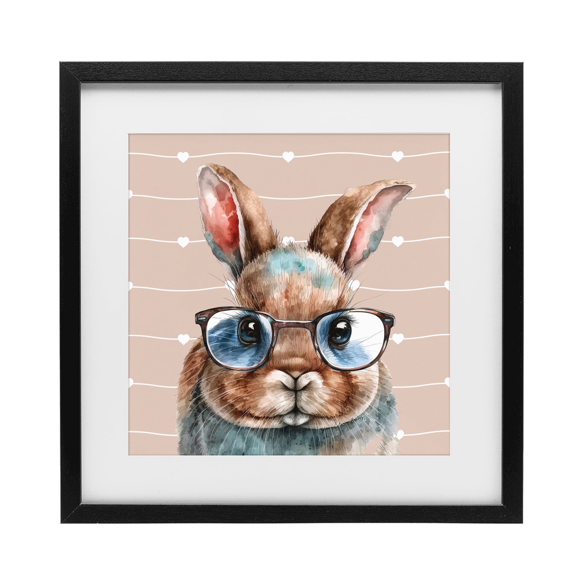 Stupell Industries Buster Rabbit with Specs Black Framed Print Under Glass, design by Yvonne Coleman Burney