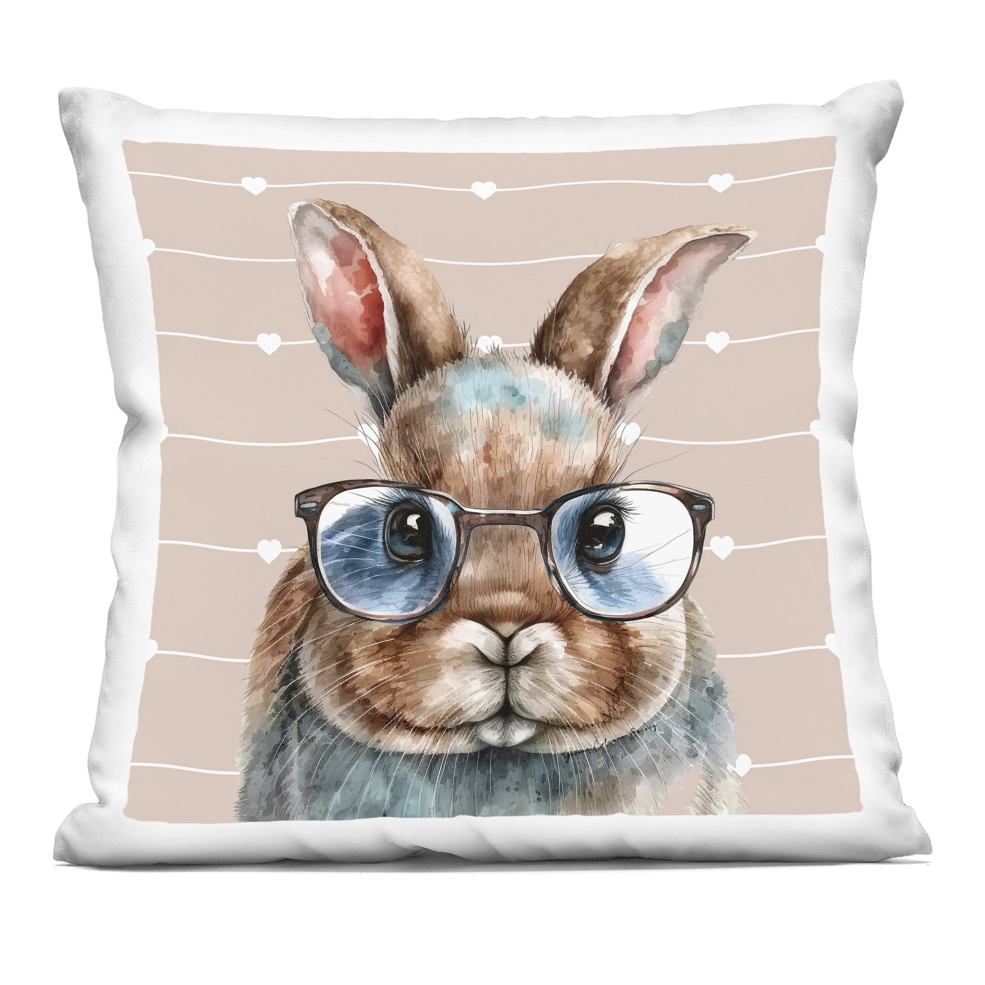 Stupell Industries Buster Rabbit with Specs Decorative Printed Throw Pillow, design by Yvonne Coleman Burney