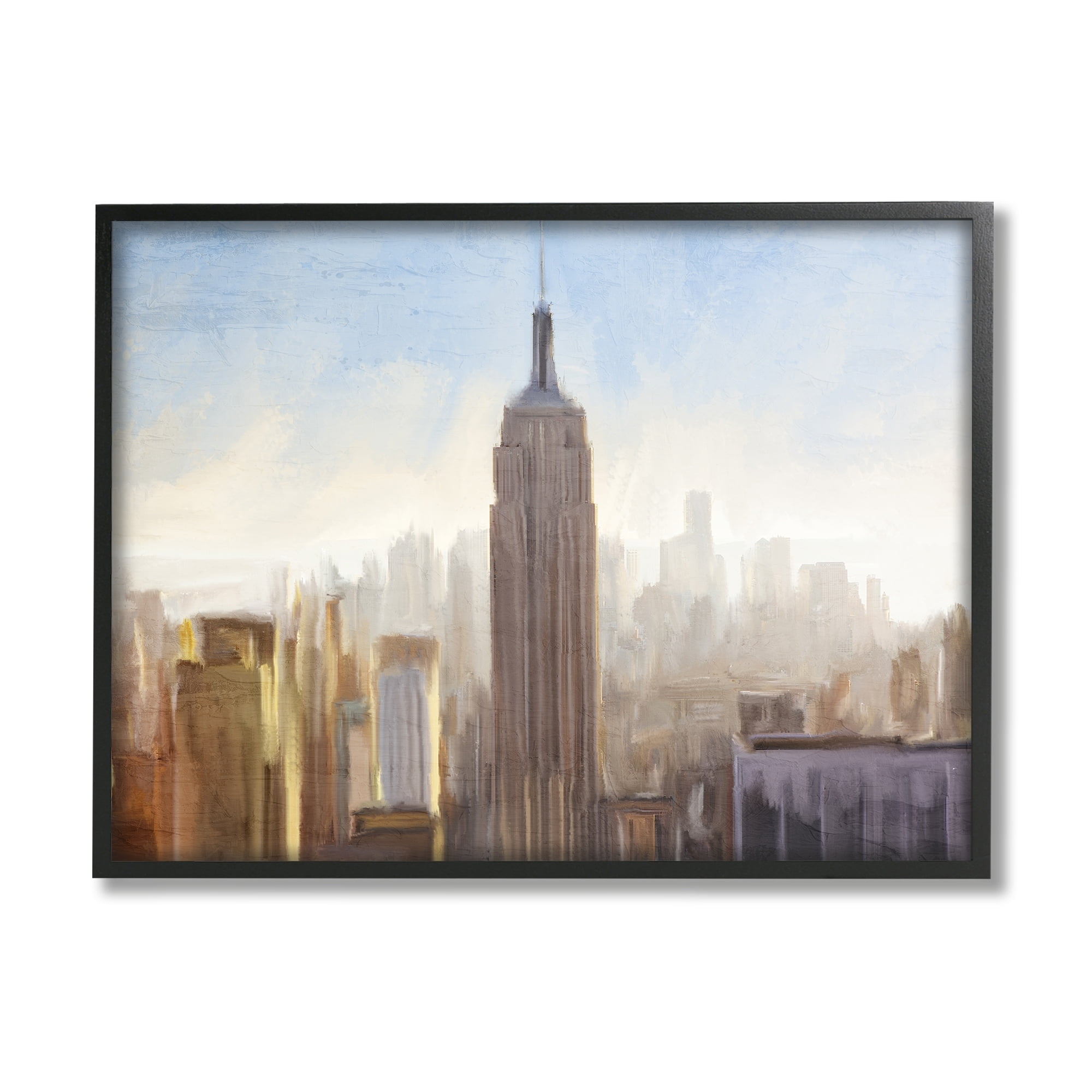 Stupell Industries Bustling New York Cityscape Distant Buildings Skyline Painting Black Framed Art Print Wall Art, Design by Kim Allen