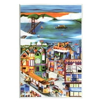 Stupell Industries Bustling Seaside Town Landscape Painting Unframed Art Print Wall Art, 10 x 15